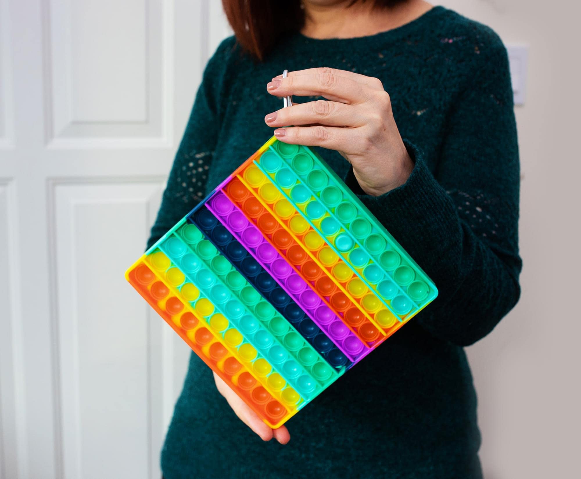 Rainbow Square 100-Button Silicone Pop Fidget Toy - Stress Relief Sensory Game for Kids & Adults with ADHD, Autism, Anxiety | Bubble Popping Sensory Toy for Classroom, Office, Travel | Fun Gift Idea for All Ages