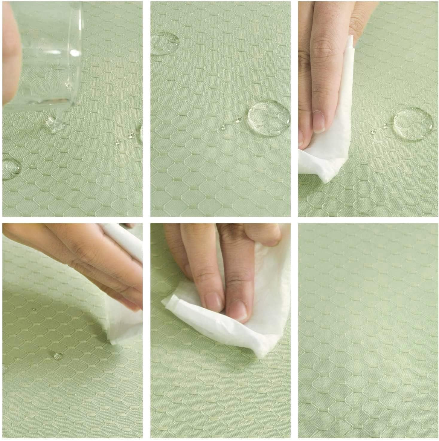 JUCFHY Jacquard Moroccan Green Rectangle Tablecloth - Oil-Proof, Spill-Proof & Water-Resistant Fabric Table Cover - 60 x 84 Inch - Perfect for Spring, Easter, Indoor & Outdoor Dining Decor