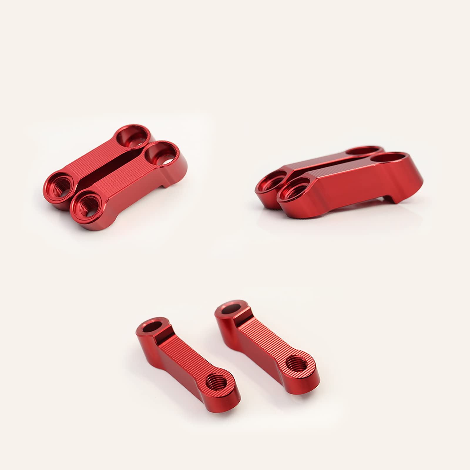 Larcele 10mm & 8mm Motorcycle Mirror Extenders - Adjustable Mirror Riser Adapter Kit for Harley, Honda, Yamaha (Red) | Perfect for Custom Bike Builds & Safety Upgrades