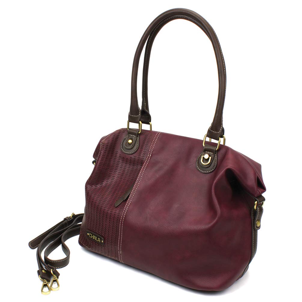 CHALA Faux Leather Laser Cut Crossbody Shoulder Bag & Tote Purse - Stylish Plum Color for Women, Perfect for Work, Travel & Everyday Use