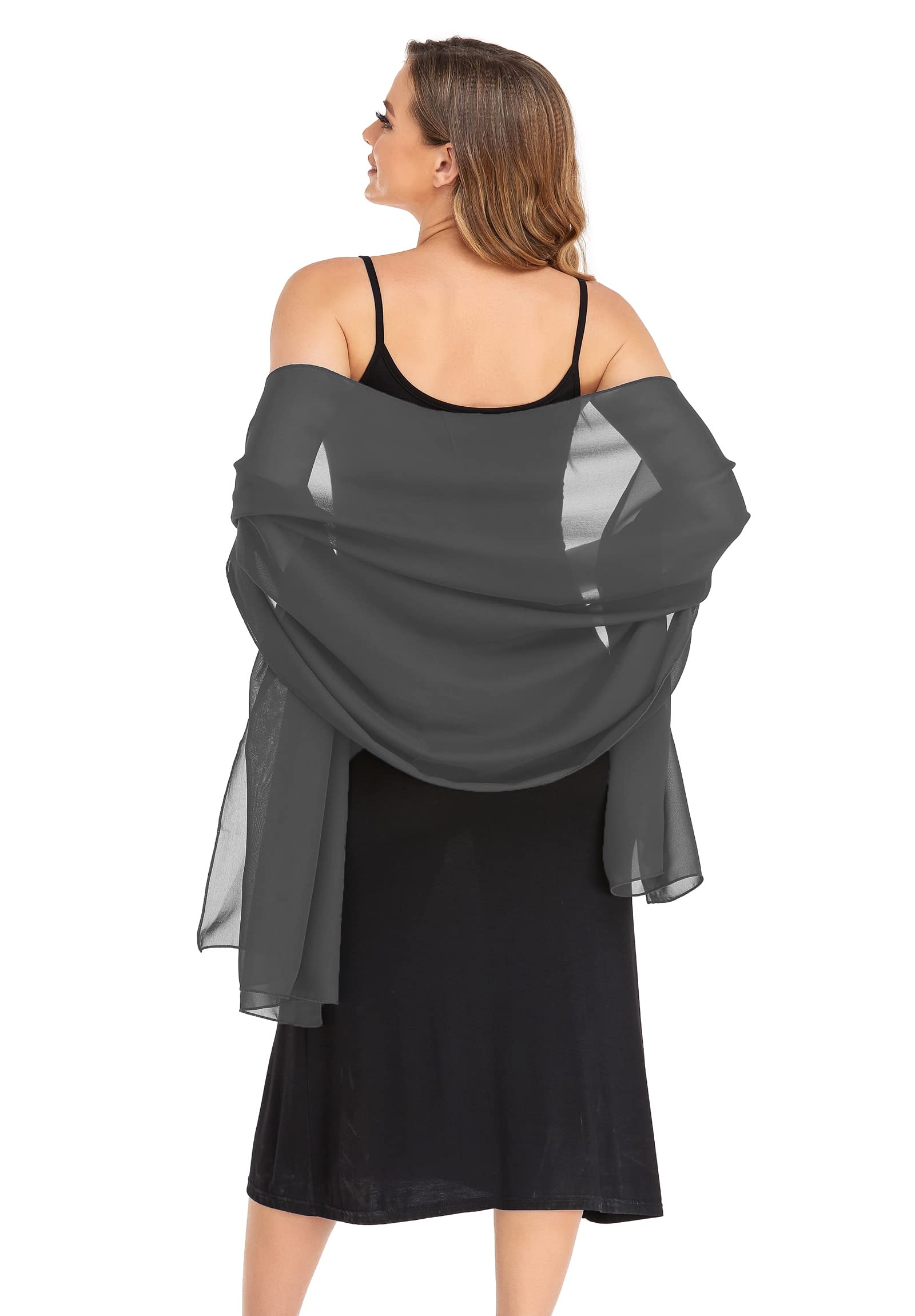 Elegant Sheer Chiffon Shawl Wrap for Women - Soft Silky Bridal Scarf for Wedding, Evening Dresses & Special Occasions