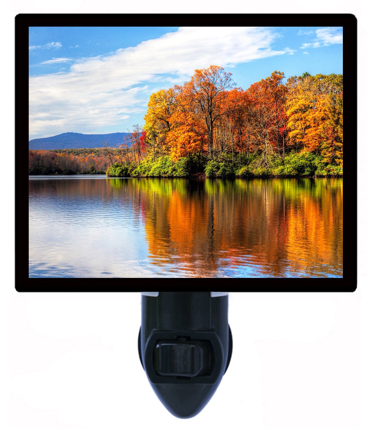Autumn Lake Fall Trees LED Night Light - Northwoods Themed Night Light for Bedroom, Nursery, Kids Room - Perfect for Relaxing Ambiance and Seasonal Decor