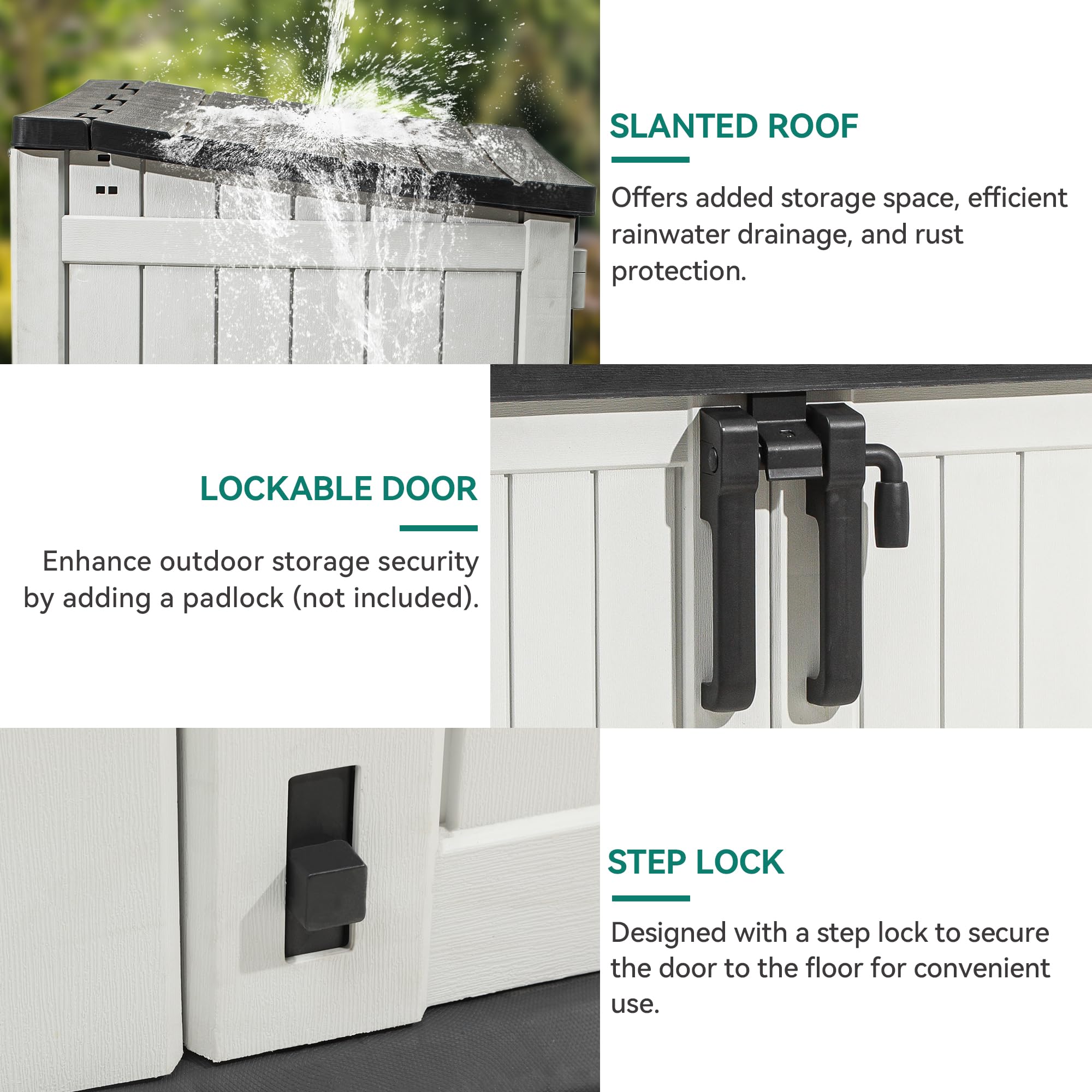 YITAHOME 36 cu ft Resin Outdoor Storage Shed - Weatherproof Horizontal Tool Shed with Lockable Doors & Ventilation - Perfect for Garden Tools, Trash Cans & Backyard Organization (Light Gray) | Ideal for Patio, Garage & Lawn Equipment Storage