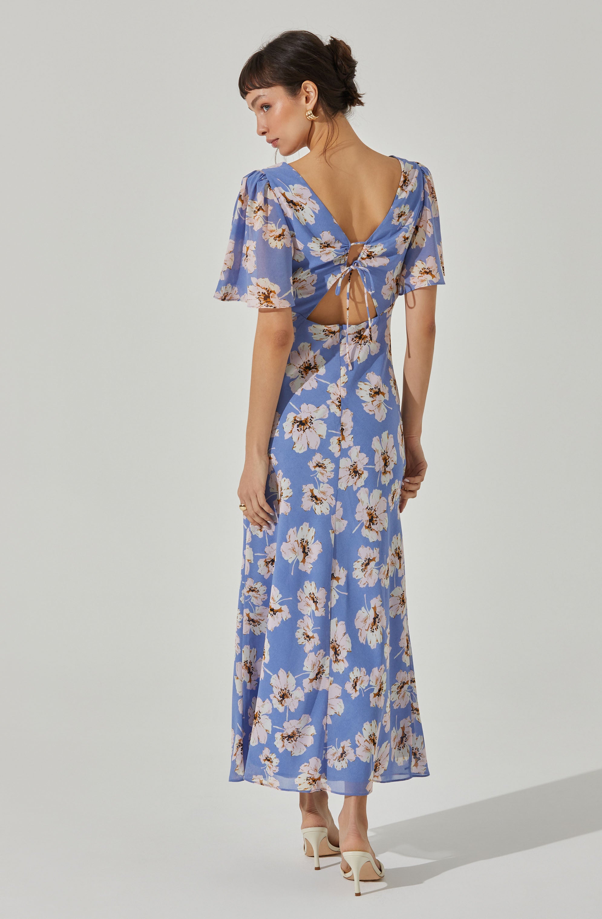 Elegant Tie Back Flutter Sleeve Midi Dress for Women | Summer Boho Flowy Party Dress | Perfect for Beach Vacations, Date Nights & Garden Parties