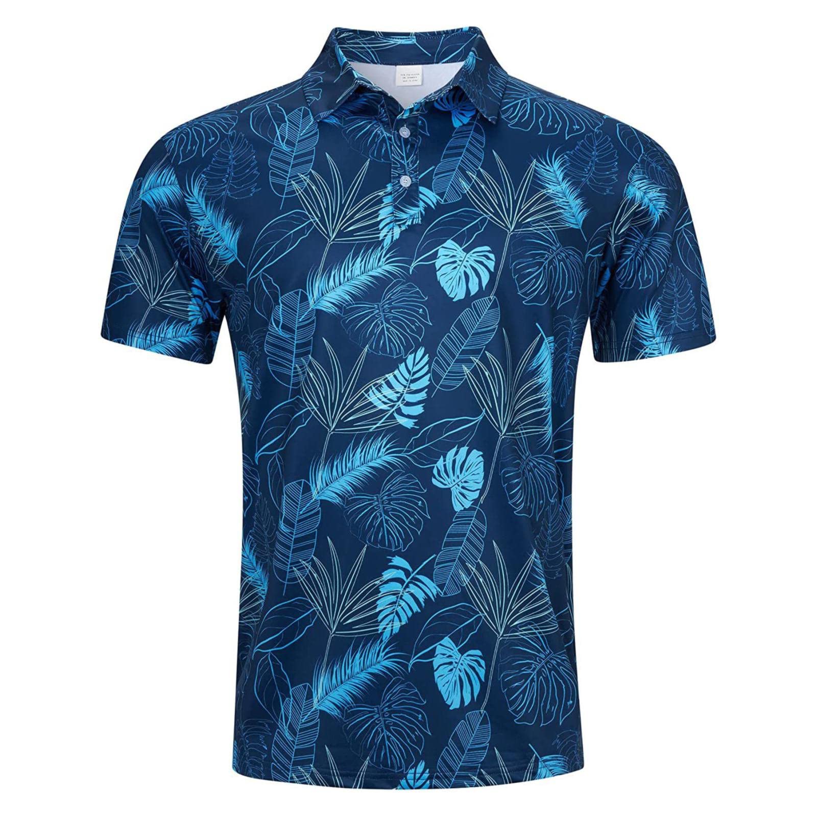 Men's Casual Short Sleeve Printed T-Shirts - Summer Beach Floral Cotton Shirts for Men | Bulk Pack of Comfortable Polo & Off Shoulder Tops | Perfect for Outdoor Activities, Vacations & Casual Wear