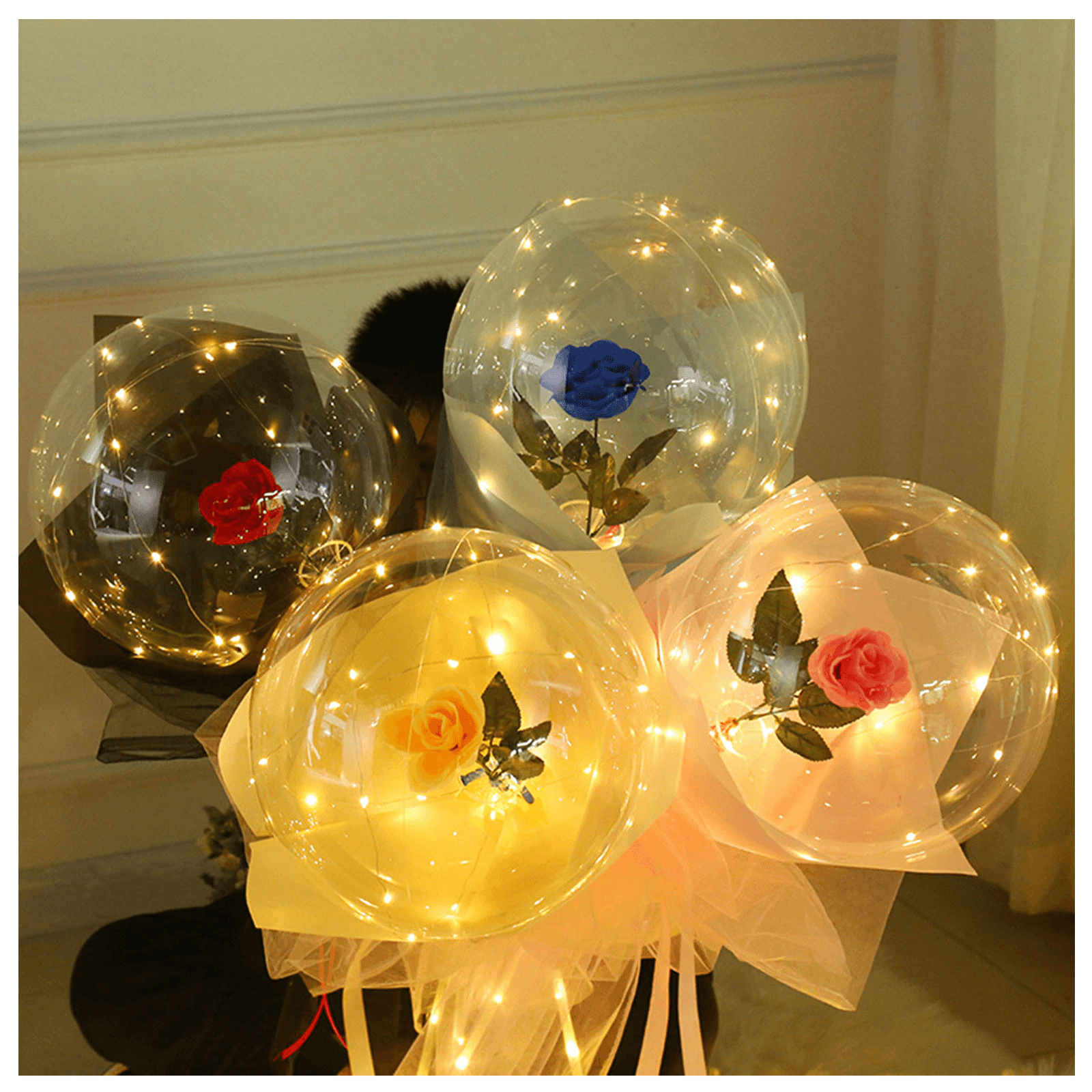 Glow in the Dark LED Flower Bouquet - Romantic Wedding Proposal, Anniversary Gift, Home Decor for Bedroom & Party