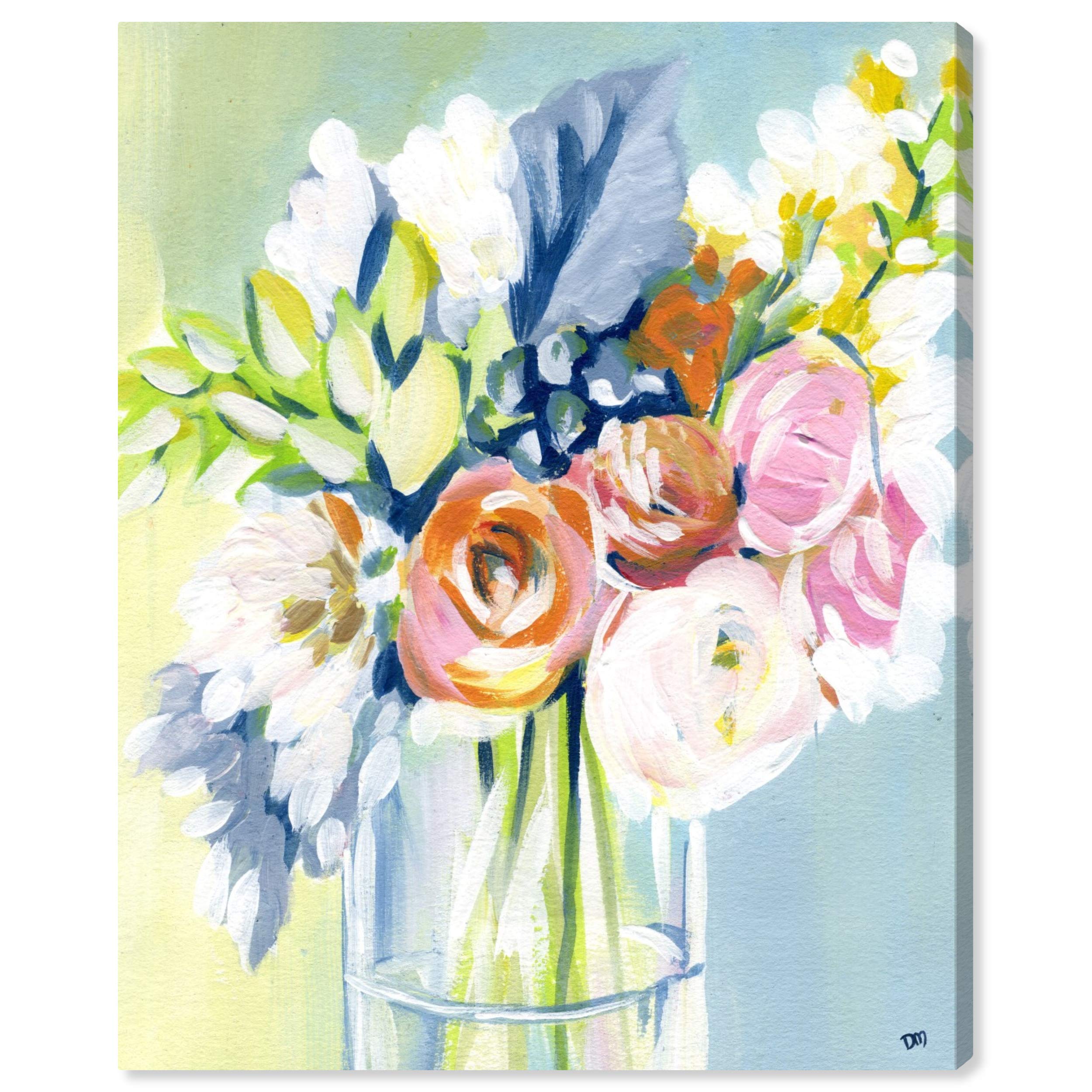Oliver Gal Artist Co. Floral Wall Art Canvas Print - 'Wednesday Favorites' Blue & Green Home Decor Painting (13x16 Inches) for Living Room, Bedroom & Office