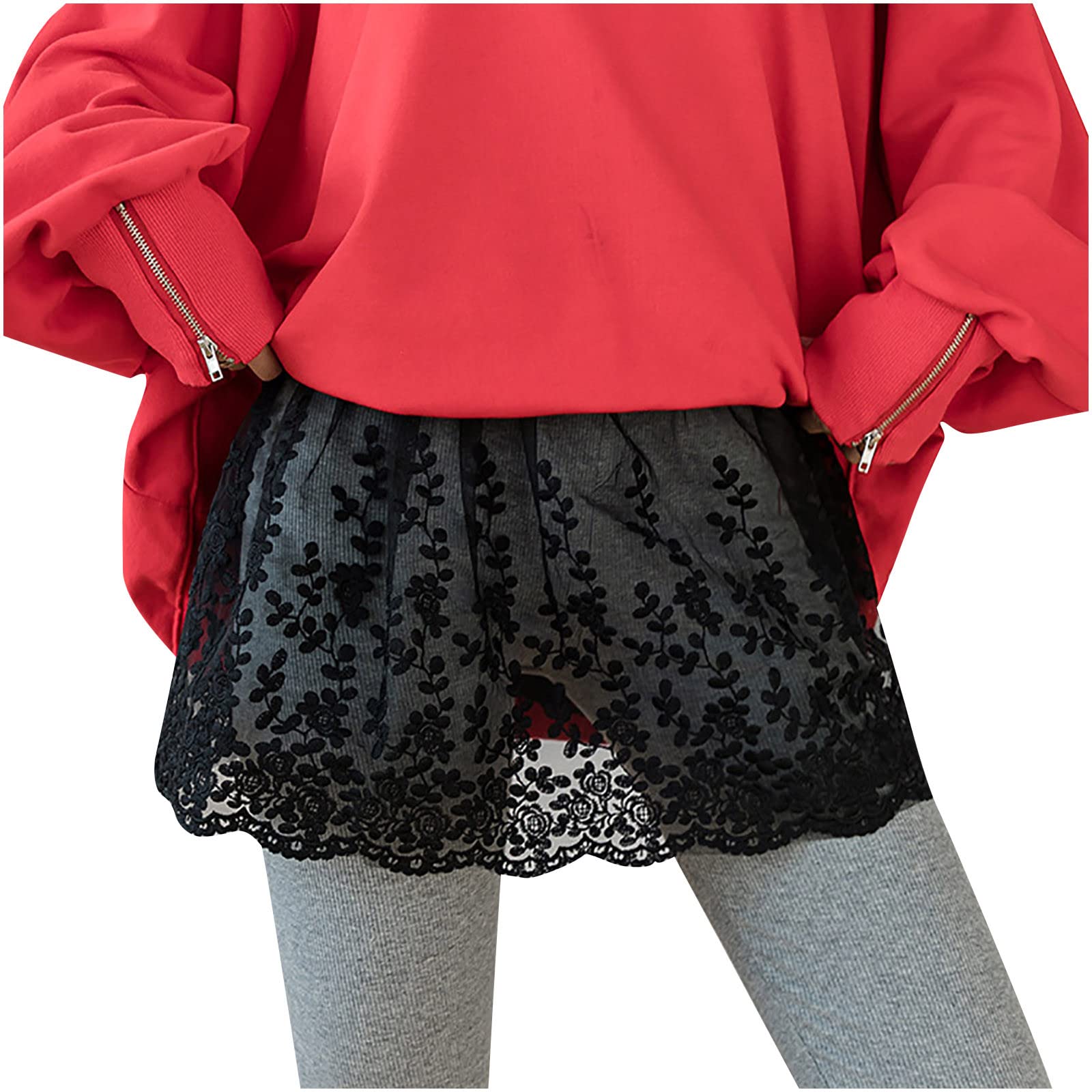 Women's Layering Shirt Extender - Mini Skirt with Fake Lace Hem for Tops & Dresses | Perfect for Office Wear, Date Nights & Casual Outfits