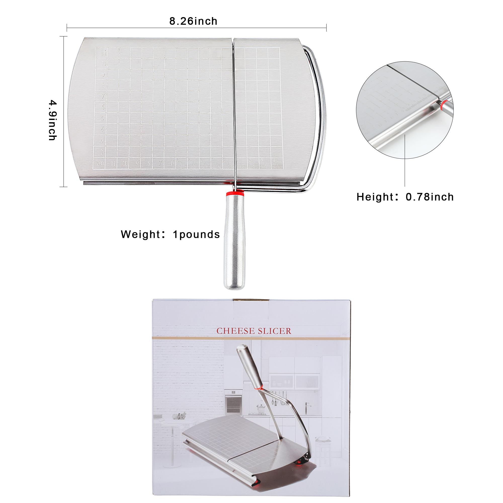 Premium Stainless Steel Cheese Slicer & Cutter - Multi-Purpose Kitchen Tool for Block Cheese, Butter, Sausages, Fruits - Perfect for Charcuterie Boards, Party Platters & Home Cooking Accessories