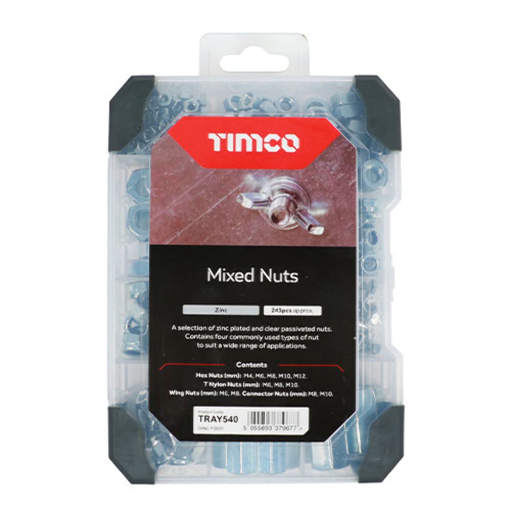 Premium 243-Piece Mixed Nuts Zinc Tray (TRAY540) - Durable Hardware Storage Solution for DIY Projects, Home Repair & Workshop Organization