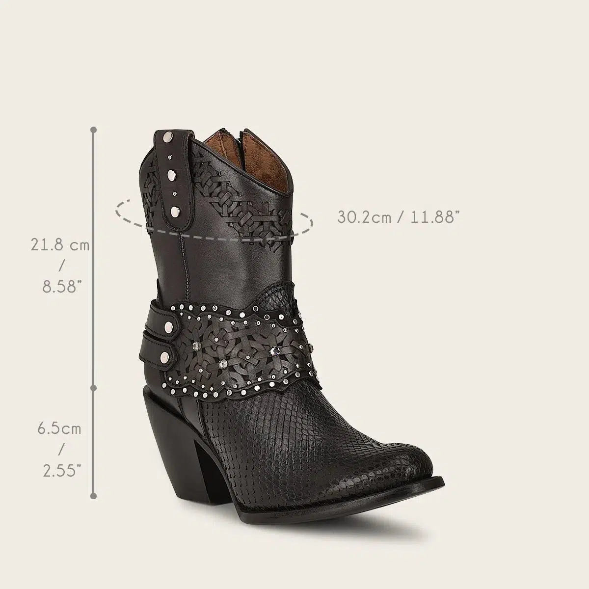 1Z42PH Women's Cuadra Black Python Skin Cowgirl Ankle Boots - Stylish Western Fashion for Parties, Rodeos & Everyday Wear