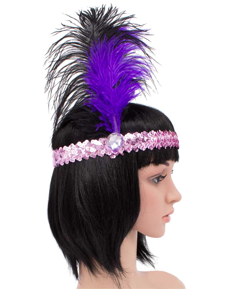 20s Purple Sequin Headband for Women - Glam Hair Accessories for Parties, Weddings & Special Occasions - Sparkling Rhinestone Headpiece for Vintage Style & Evening Events