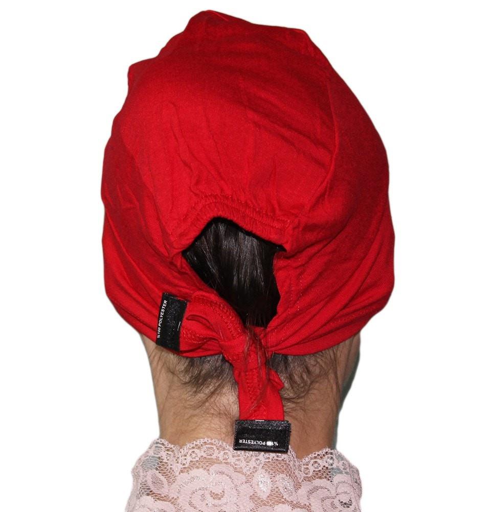 Aker Satin Bonnet Underscarf for Women - Red Silk-Like Hair Wrap for Sleeping & Protective Styling - Perfect for Curly, Natural & Relaxed Hair Care