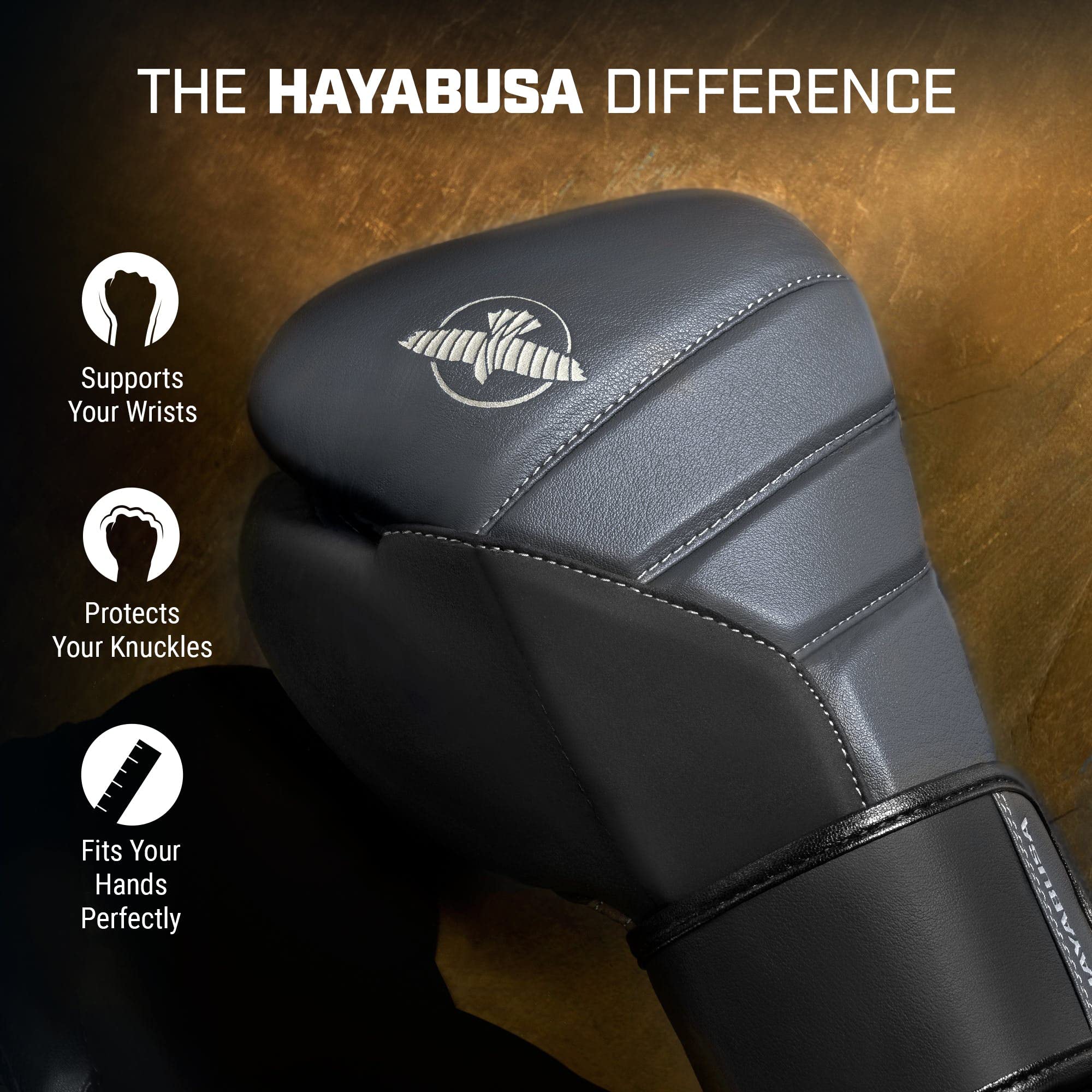 Hayabusa T3 Boxing Gloves for Men & Women - Premium Wrist & Knuckle Protection with Dual-X Hook & Loop Closure - Splinted Wrist Support & 5-Layer Foam Padding - Ideal for Training, Sparring & MMA Fighting