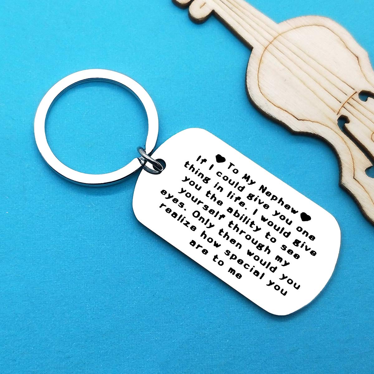 Personalized Nephew Keychain - Thoughtful Christmas, Birthday, Graduation & Wedding Gift for Nephew - Inspirational Present from Aunt & Uncle - Perfect for Father's Day, Special Occasions & Daily Carry