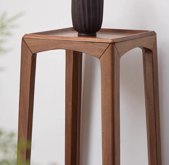 Premium Black Walnut Solid Wood Flower Stand - Rustic Plant Shelf for Indoor/Outdoor Decor, Living Room, Garden & Patio Display