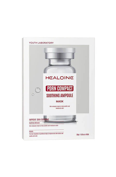 HEALOINE PDRN Compact Soothing Ampoule Mask (10pcs) - Hydrating & Brightening Facial Sheet Mask for Dry Skin - Perfect for Daily Skincare Routine & Spa Night