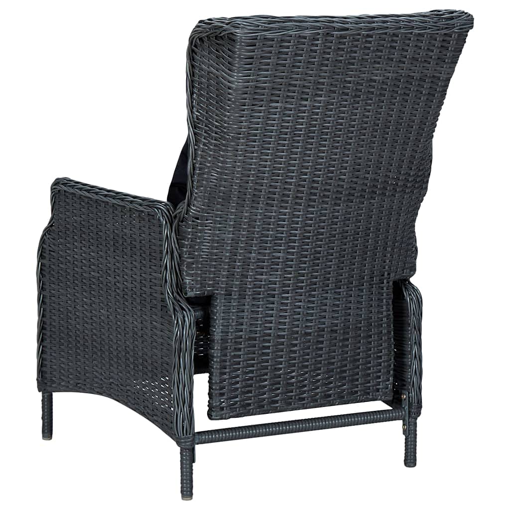 vidaXL 9-Piece Outdoor Patio Dining Set - Durable Poly Rattan Furniture with Reclining Chairs & Tempered Glass Tabletop - Black Cushions - Perfect for Garden, Backyard, and Poolside Entertaining
