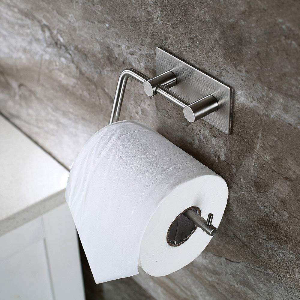 Premium 304 Stainless Steel Self-Adhesive Toilet Paper Holder - Bathroom Tissue Roll Hanger with Strong Adhesive, Rustproof & Waterproof Design - Perfect for Small Bathrooms, RVs, Apartments & Dorm Rooms