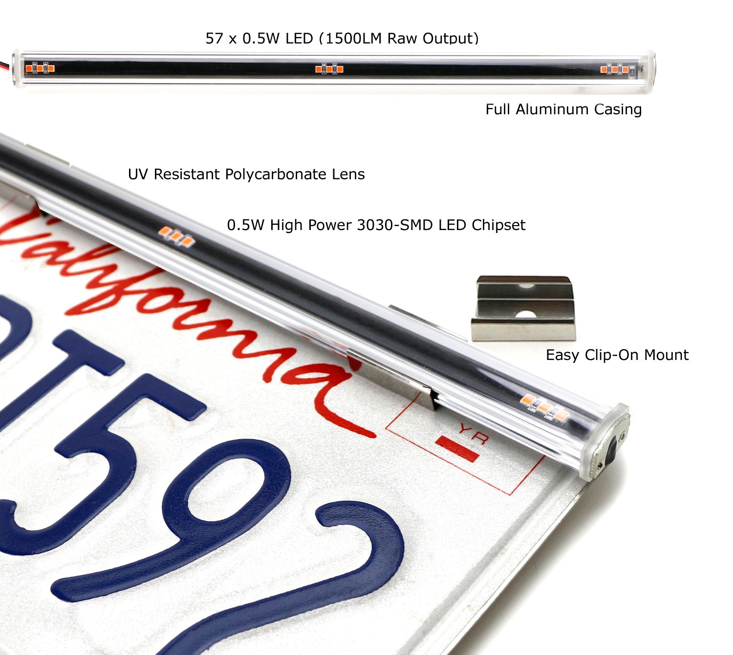 3 Dot Raptor Style Front License Plate Frame with Amber LED Clearance Lightbar - Heavy Duty Off-Road Truck Accessory for Ford F150 Raptor & Pickup Trucks (Ideal for Night Driving & Off-Road Adventures)