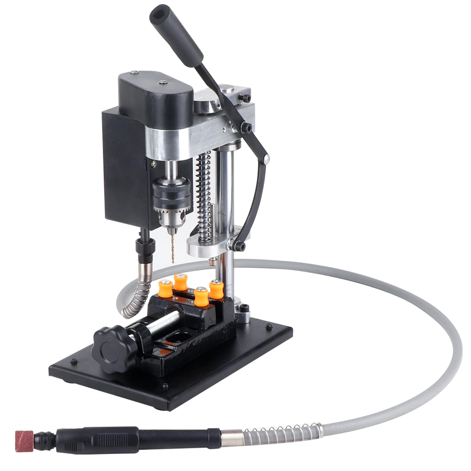 Mini Drill Press & Benchtop Drill Press - Portable Electric Drilling Machine with Rotating Flexible Shaft, Drill Bits, Clamp & B10 Chuck | Perfect for DIY Woodworking, Metal & Plastic Projects | Home Workshop & Crafting Tool