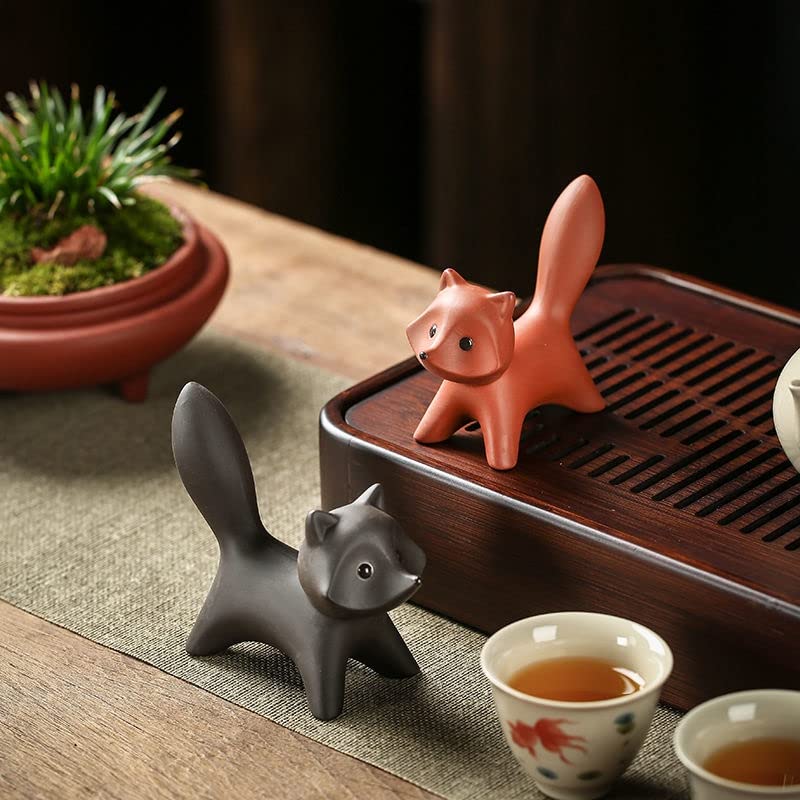 Handmade Purple Clay Fox Tea Pet for Kung Fu Tea Tray - Tea Ceremony Decoration