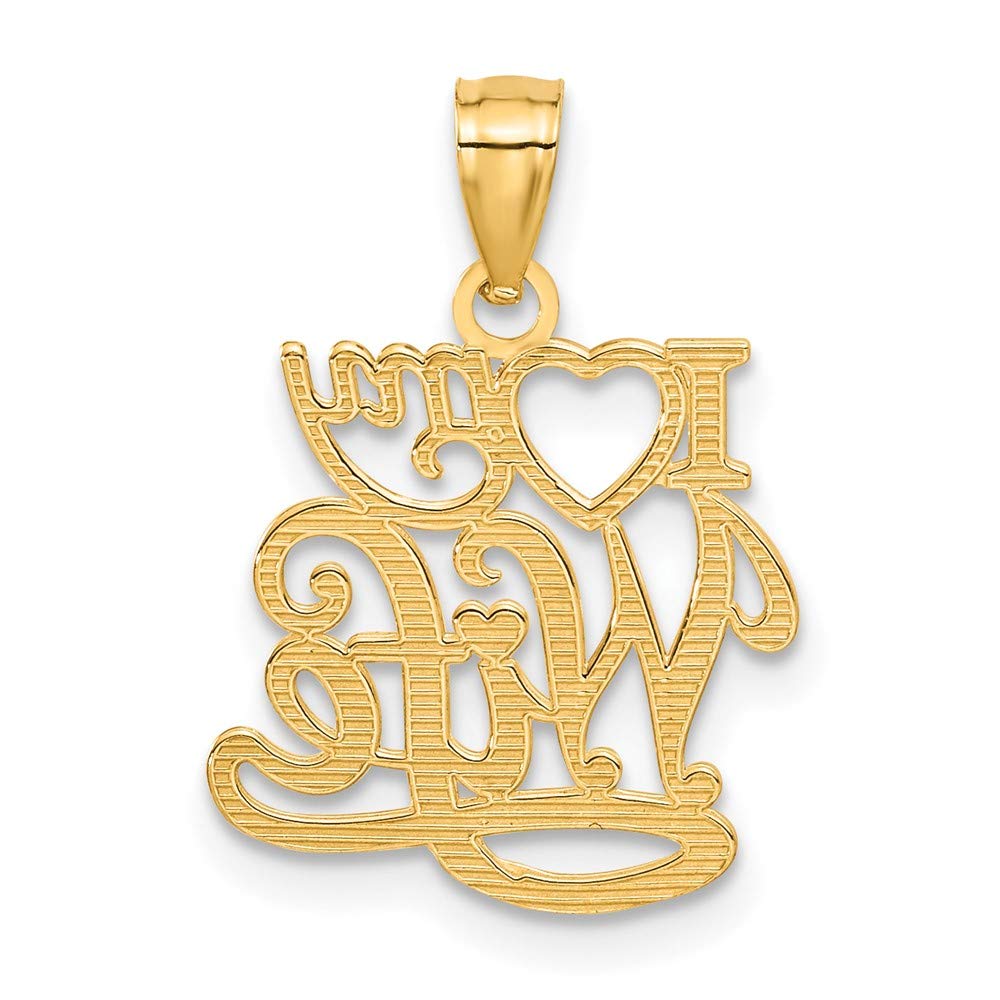 The Black Bow 14k Yellow Gold I Love My Wife Pendant, 13mm - Perfect Anniversary Gift for Her
