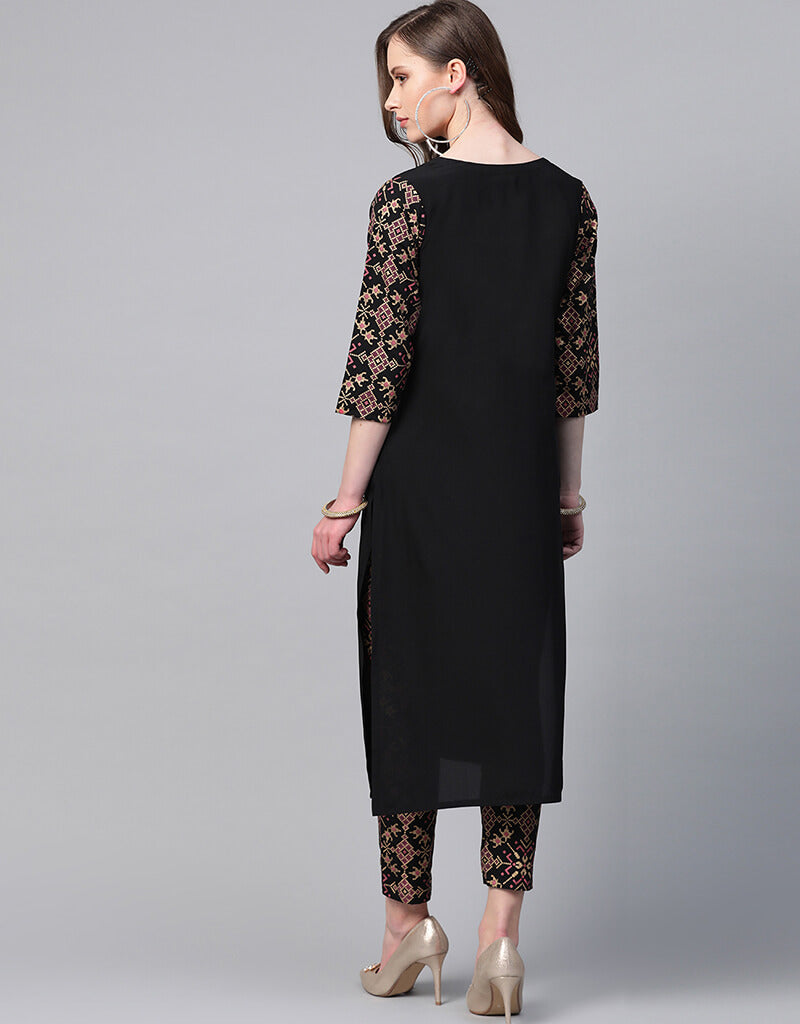 Black Crepe Straight Leg Pants for Women - Comfortable Office & Casual Wear - Perfect for Work, Travel & Everyday Outfits