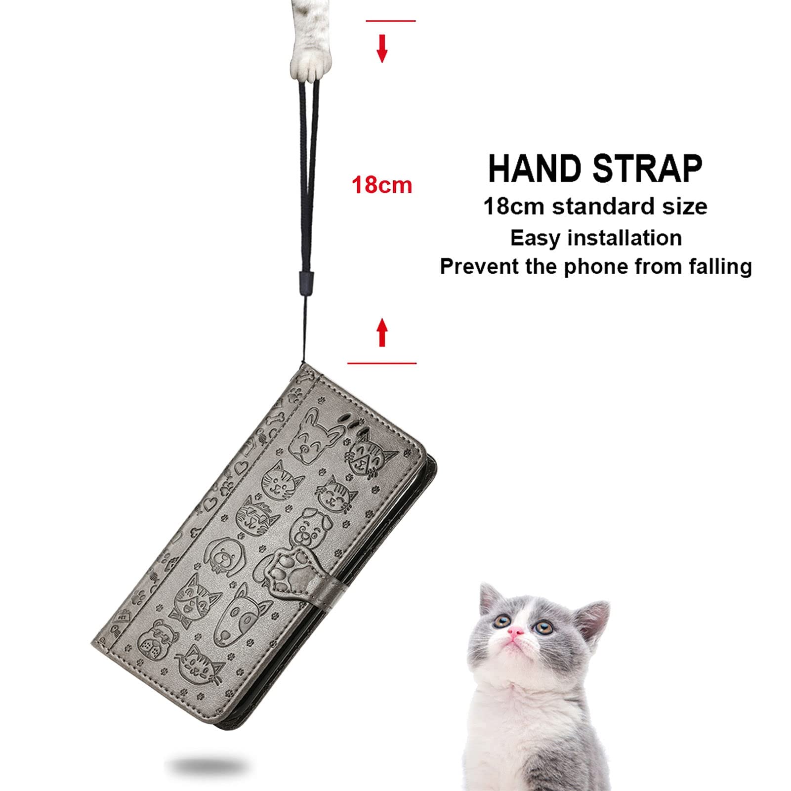 **Cute Cartoon Wallet Case for Samsung Galaxy S22 Ultra (Not S22) – Cat & Dog Style Flip Cover with ID Card Holder, PU Leather Protective Phone Case (MG Grey) – Perfect for Daily Use, Travel & Hands-Free Convenience**
