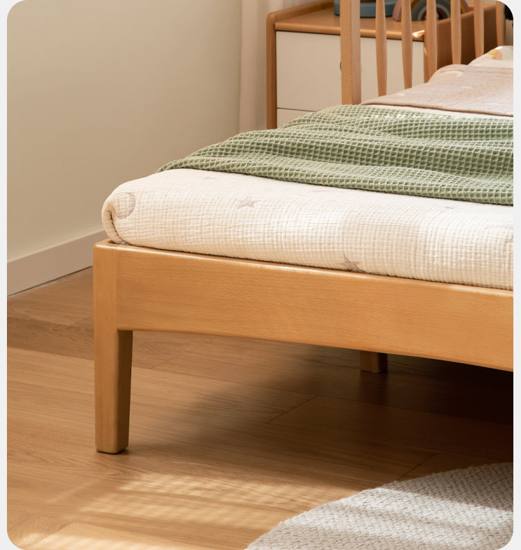 Solid Wood Whispering Telescopic Bed - Beech & Oak - Expandable Bed Frame for Small Spaces, Guest Rooms & Kids' Bedrooms