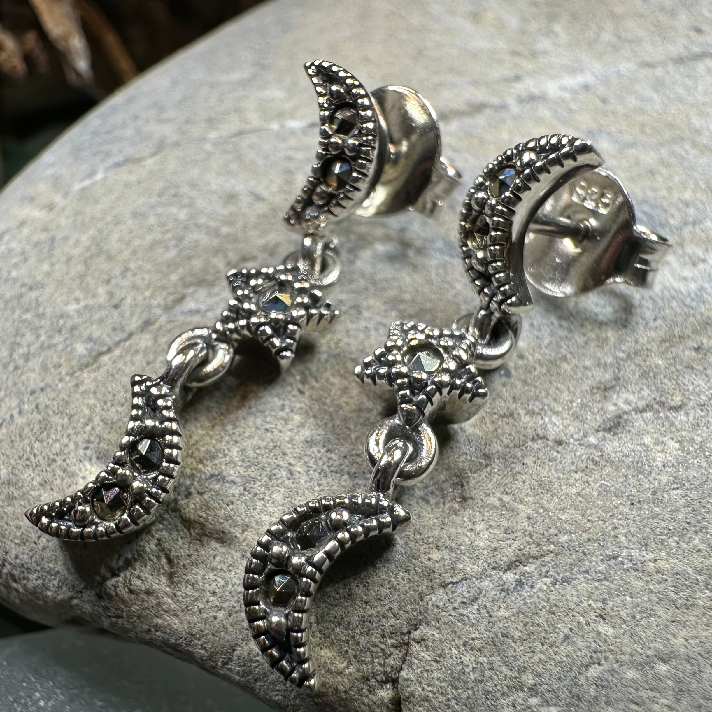 Magical Skies Moon and Stars Stud Earrings - Dainty Celestial Jewelry for Women - Perfect for Everyday Wear, Gifts, and Special Occasions