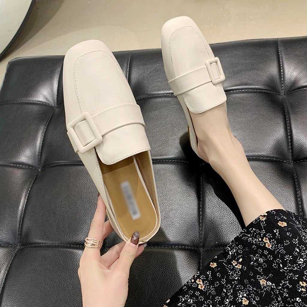 British Style Women's Mules - Comfortable Low Heel Closed-Toe Slippers for Summer | Breathable & Soft House Shoes for Women | Perfect for Indoor Relaxation, Lounging & Casual Wear (Color: A, Size 40)