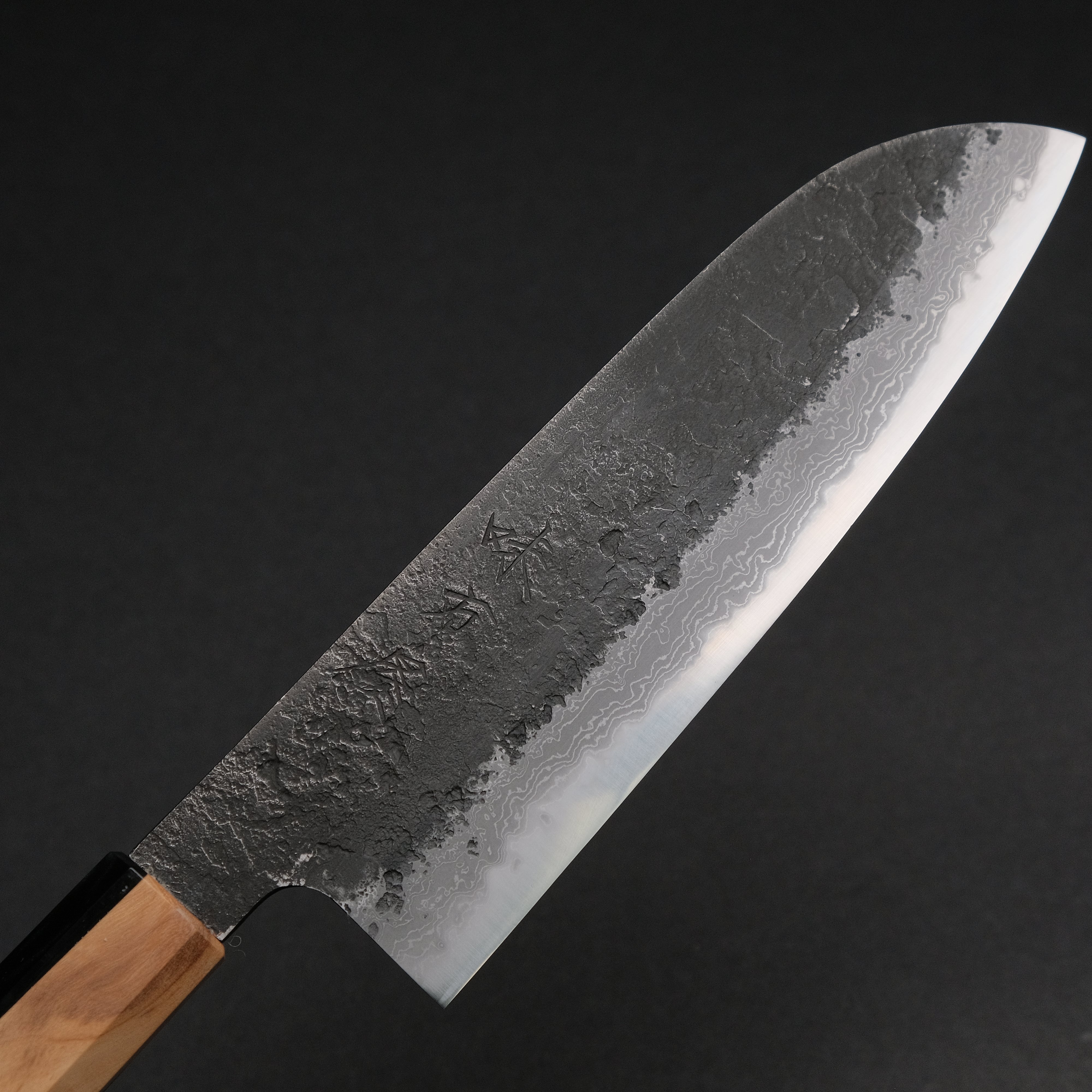 Premium Ajikataya White #2 Nashiji Damascus Santoku Knife 180mm - Olive Wood & Resin Handle (#49) - Perfect for Sushi, Vegetables & Meat Slicing - Japanese Chef's Knife for Home & Professional Kitchens