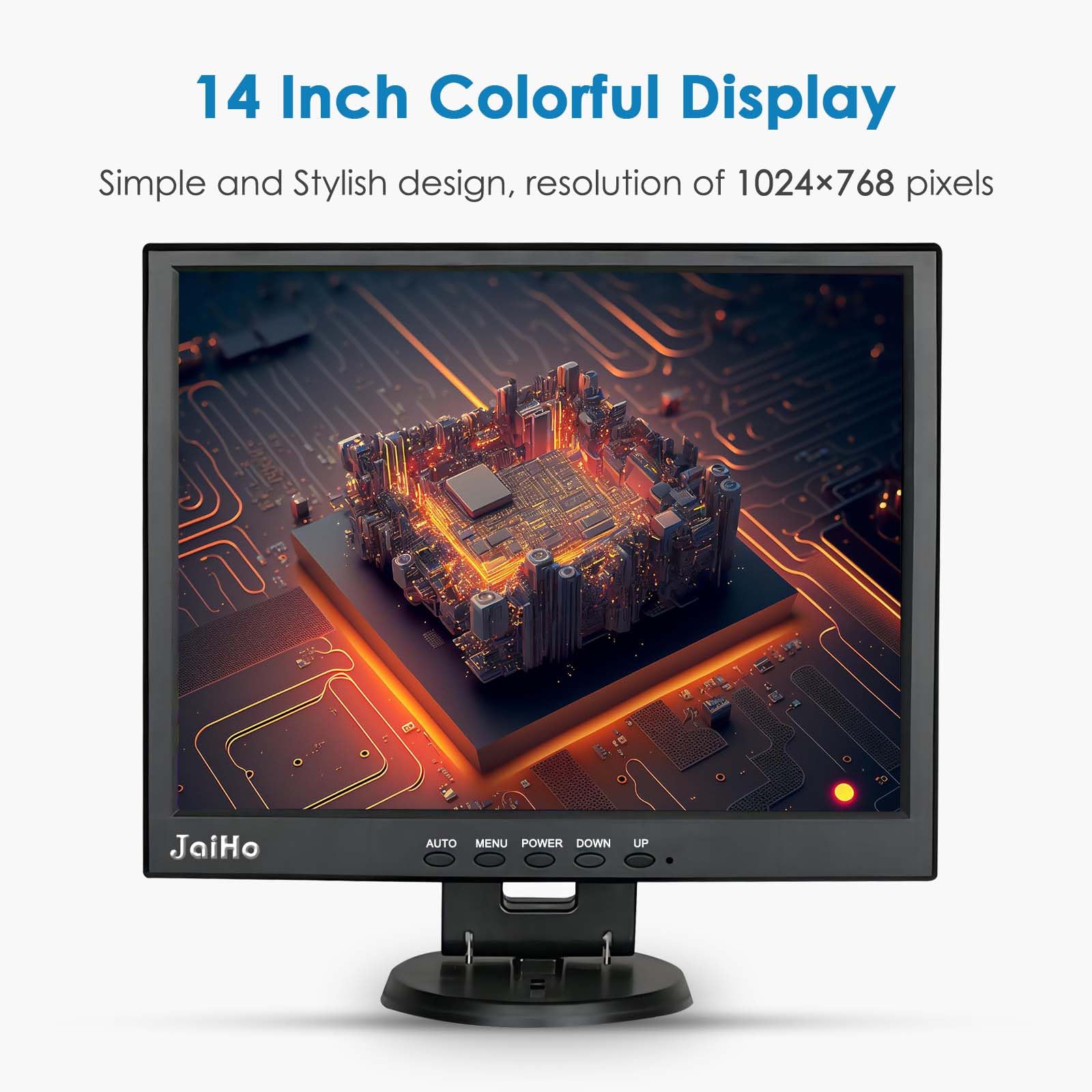 15 Inch LCD Monitor with 1024x768 Resolution - HDMI & VGA PC Display for Home Office | Security Screen with BNC/AV/USB Inputs & Built-in Speakers | Ideal for Surveillance, Gaming, and Workstations