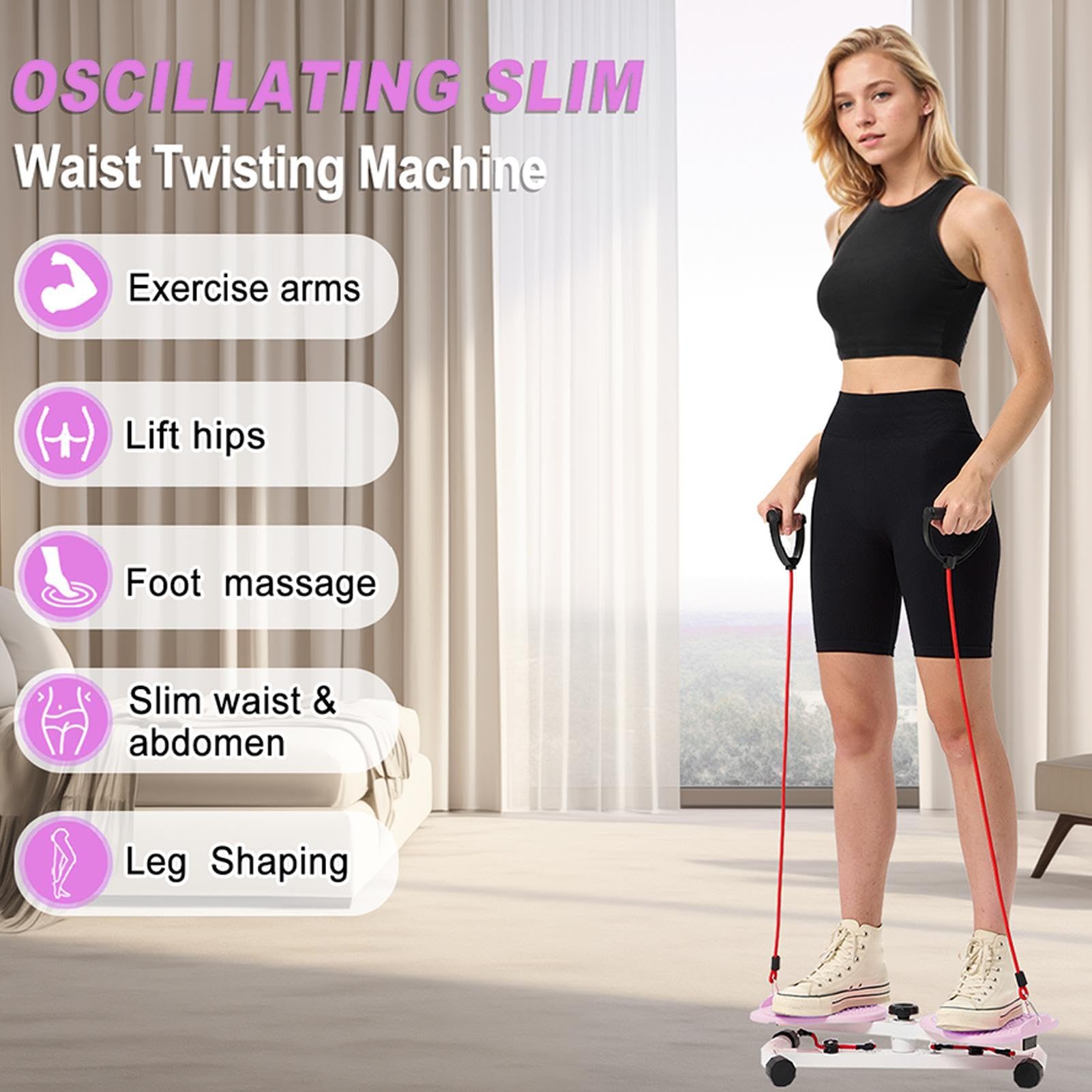 Silent Abdominal Twister Machine for Waist Exercise - Home Gym Equipment with Resistance Bands for Women & Men | Burn Belly Fat, Tone Core & Improve Posture - Perfect for Home Workouts, Office Breaks & Fitness Routines