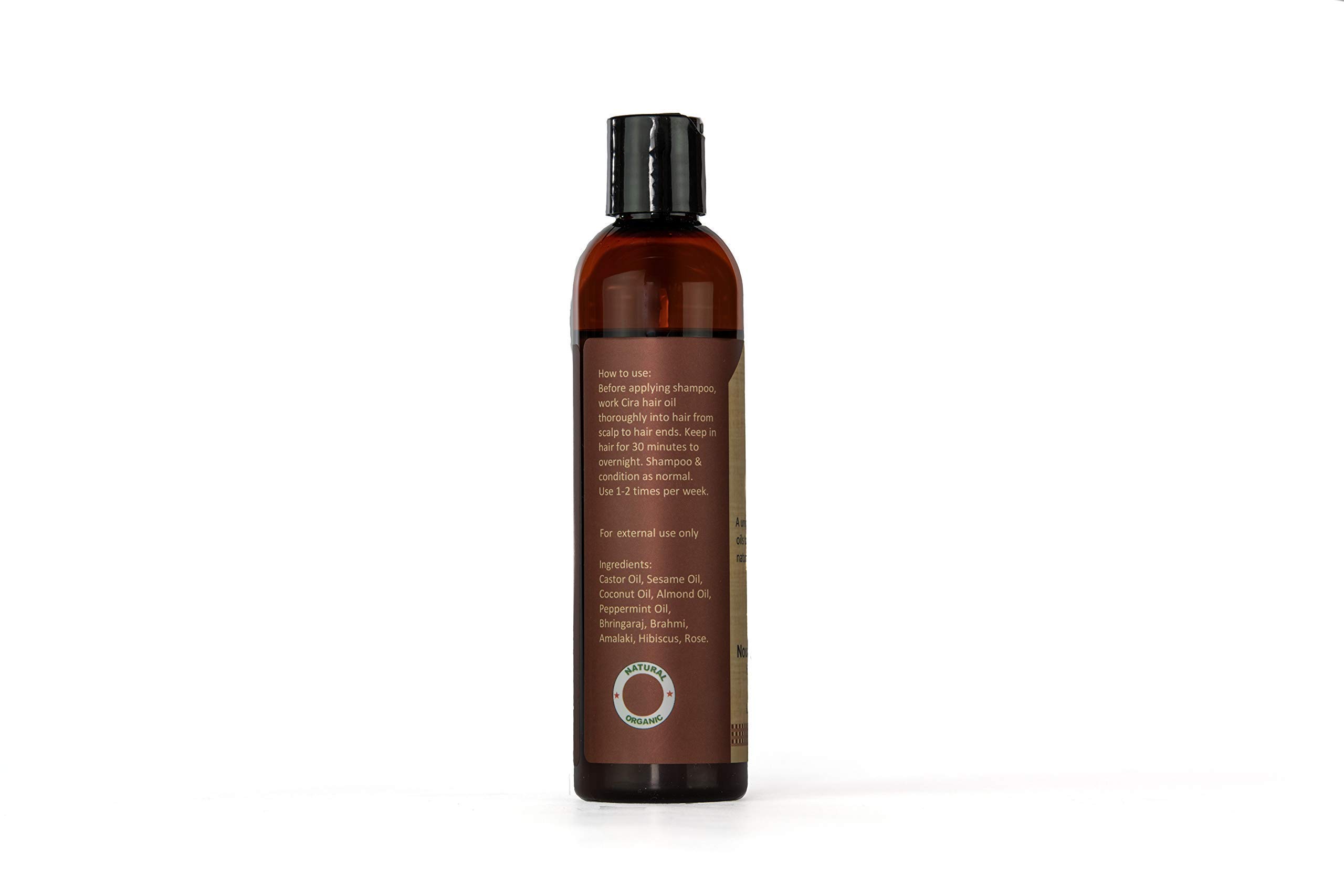 Cira Natural Organic Nourishing Hair Oil - 6.77 fl.oz Hair Growth Treatment for Women & Men - Prevents Hair Loss, Repairs Damaged Hair & Strengthens Scalp - Best for Dry, Frizzy Hair Care & Daily Styling