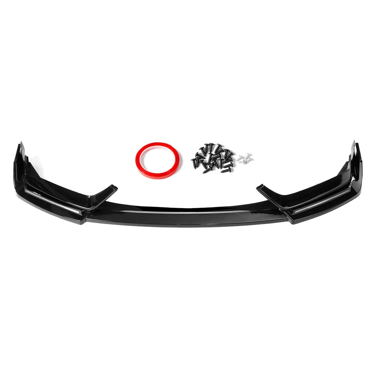 Glossy Black Front Bumper Lip with LED Daytime Running Lights - Compatible with 2016-2021 Honda Civic Hatchback & Si | Air Dam Spoiler Splitter for Enhanced Style & Visibility | Perfect for Street Racing & Car Customization