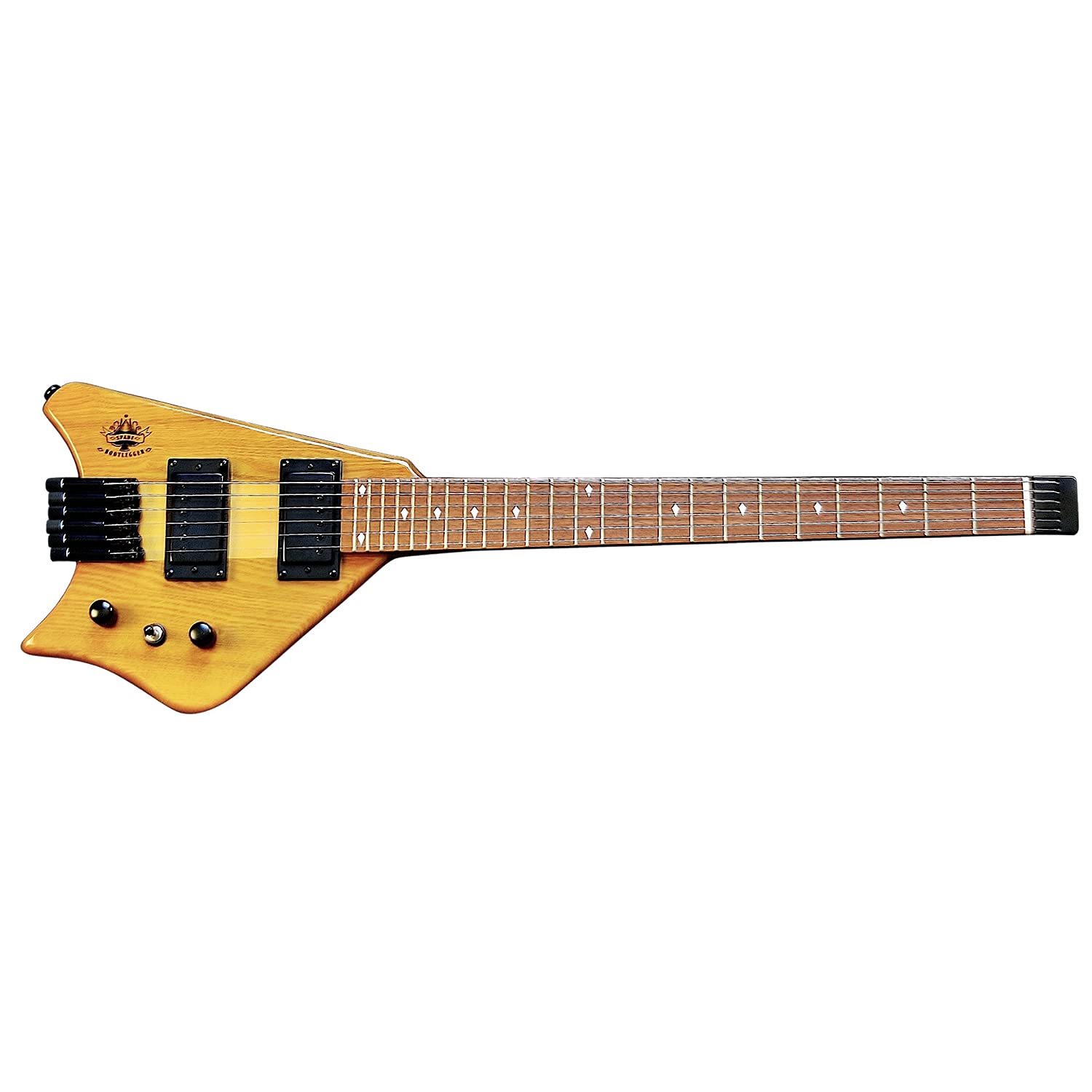Bootlegger Guitar Spade Travel Electric Headless Guitar - Pro Series Standard Strings, Full Scale, Custom Small Travel Guitar with Stiletto Hard Case - Perfect for Recording, Gigs & Traveling Musicians