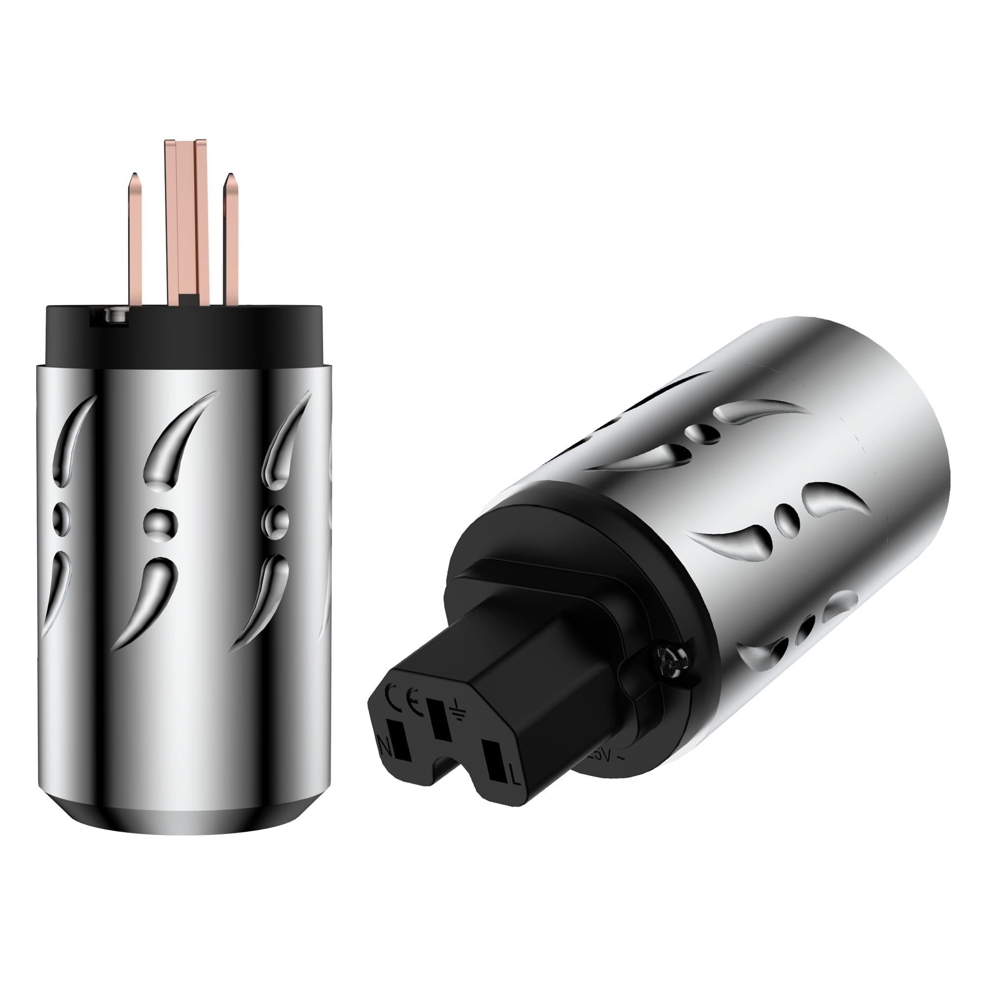 Premium Viborg HiFi Power Plug VM502+VF502 - Pure Copper Non-Magnetic AC Mains Plug with Aluminum Alloy & Set Screws - Audiophile-Grade US Power Plug & IEC C15 Connector for DIY Power Cables - Perfect for Home Theater Systems & High-End Audio Setups