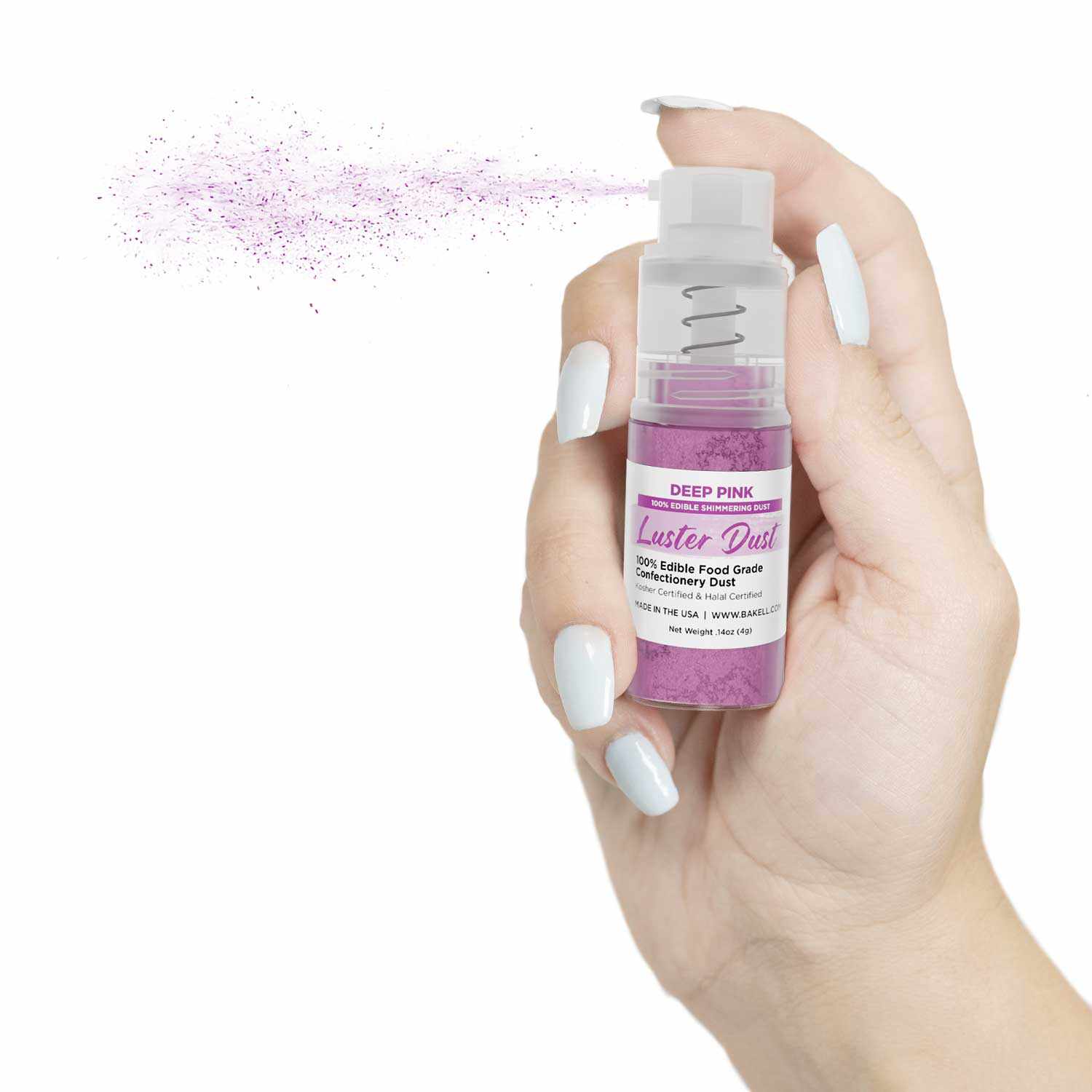 Deep Pink Luster Dust Glitter - 4g Spray Pump (Case of 12) | Edible Cake Decorating Powder for Baking, Cupcakes, Cookies & DIY Crafts