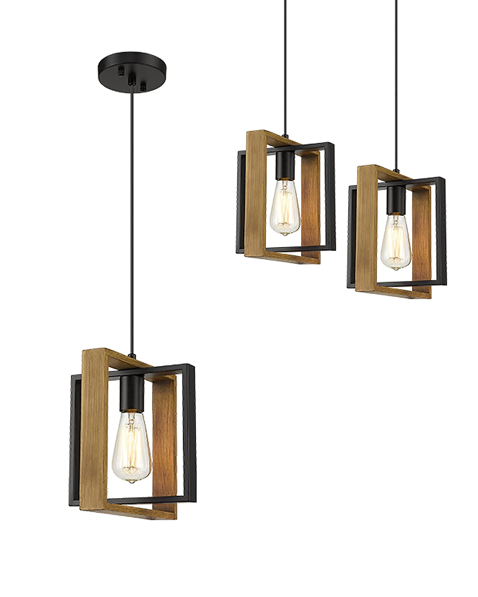 Ken & Ricky Vintage Farmhouse Pendant Light - Rustic Kitchen Island Lighting & Dining Room Ceiling Fixture | Perfect for Farmhouse, Cottage & Industrial Style Homes