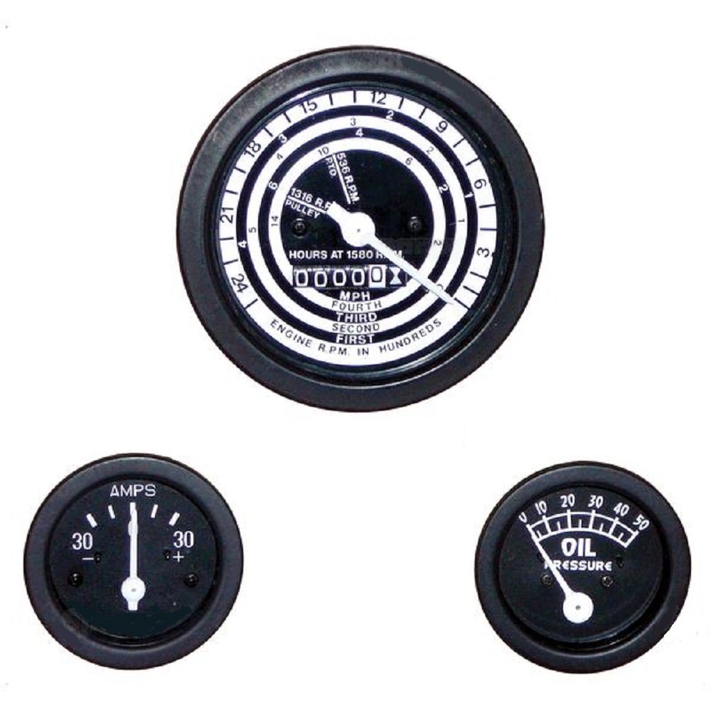RAParts Compatible with Ford 8N Tractor Gauge & Instrument Kit - Includes Proofmeter, Oil Pressure Gauge, Temperature Gauge | Replacement Dashboard Cluster for Ford 8N Tractor Restoration & Farming Use