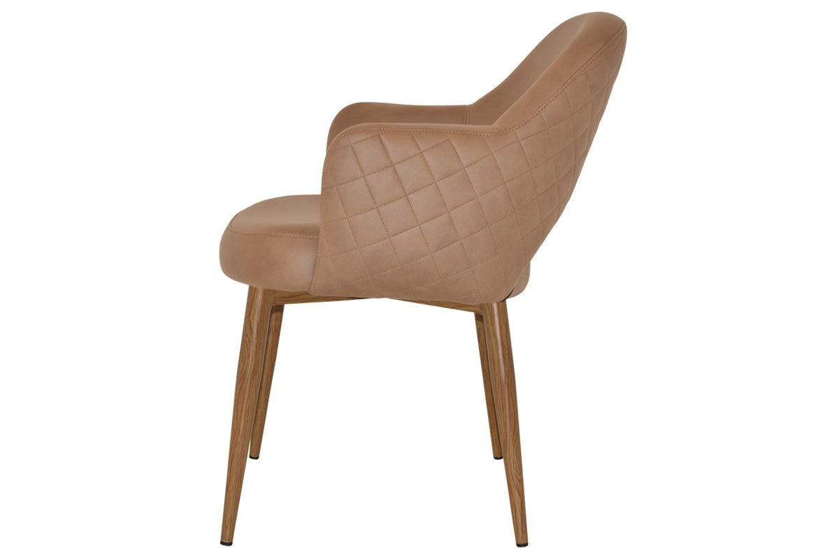 EZ Hospitality Cairo Indoor Armchair with Metal Base - Slim Light Oak 4-Leg Design for Living Room, Office, or Lounge Comfortable Seating