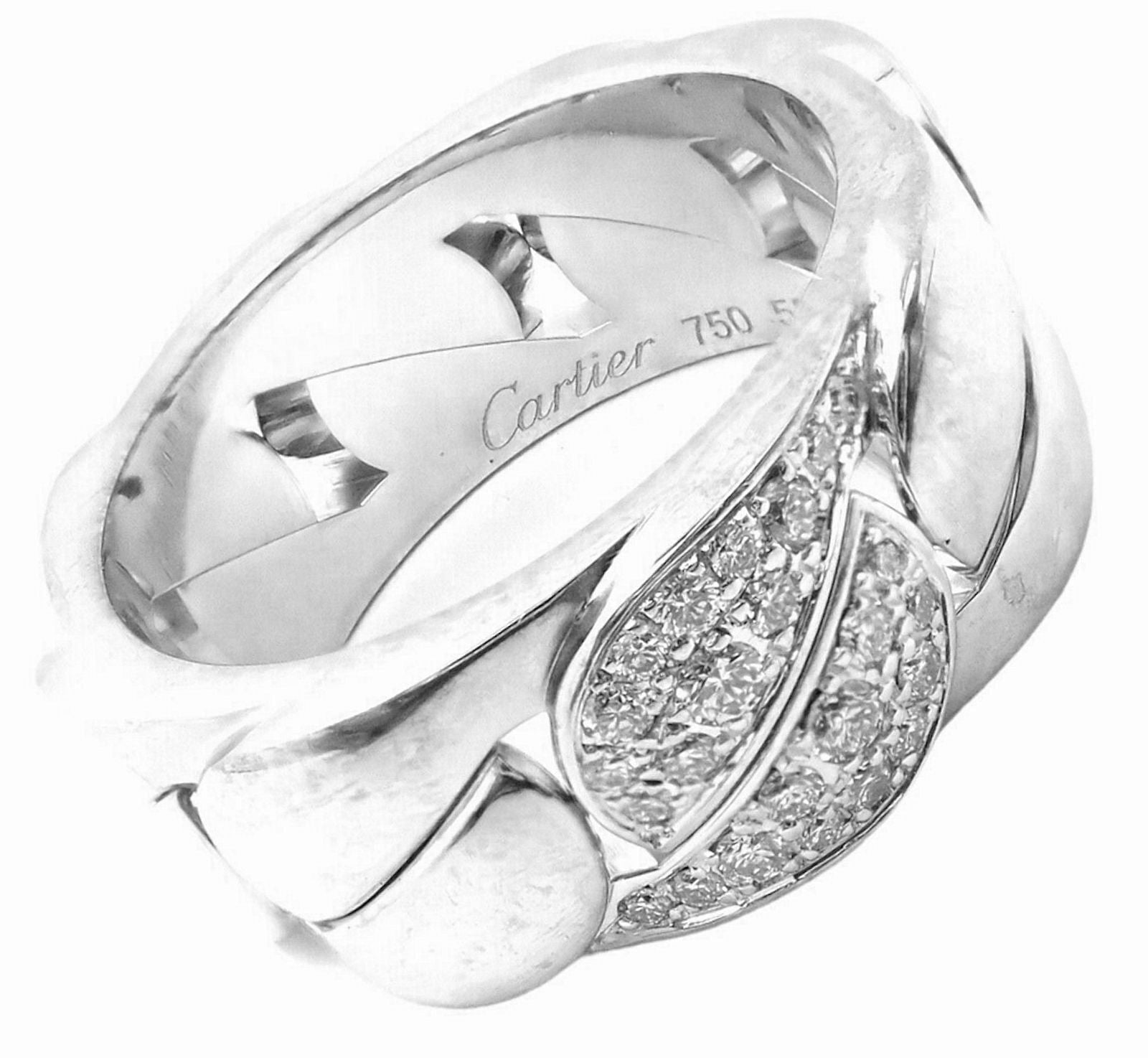 Authentic Cartier 18K White Gold Diamond La Donna Band Ring - Size 6 (EU 53) - Perfect for Weddings, Anniversaries & Luxury Gifts
