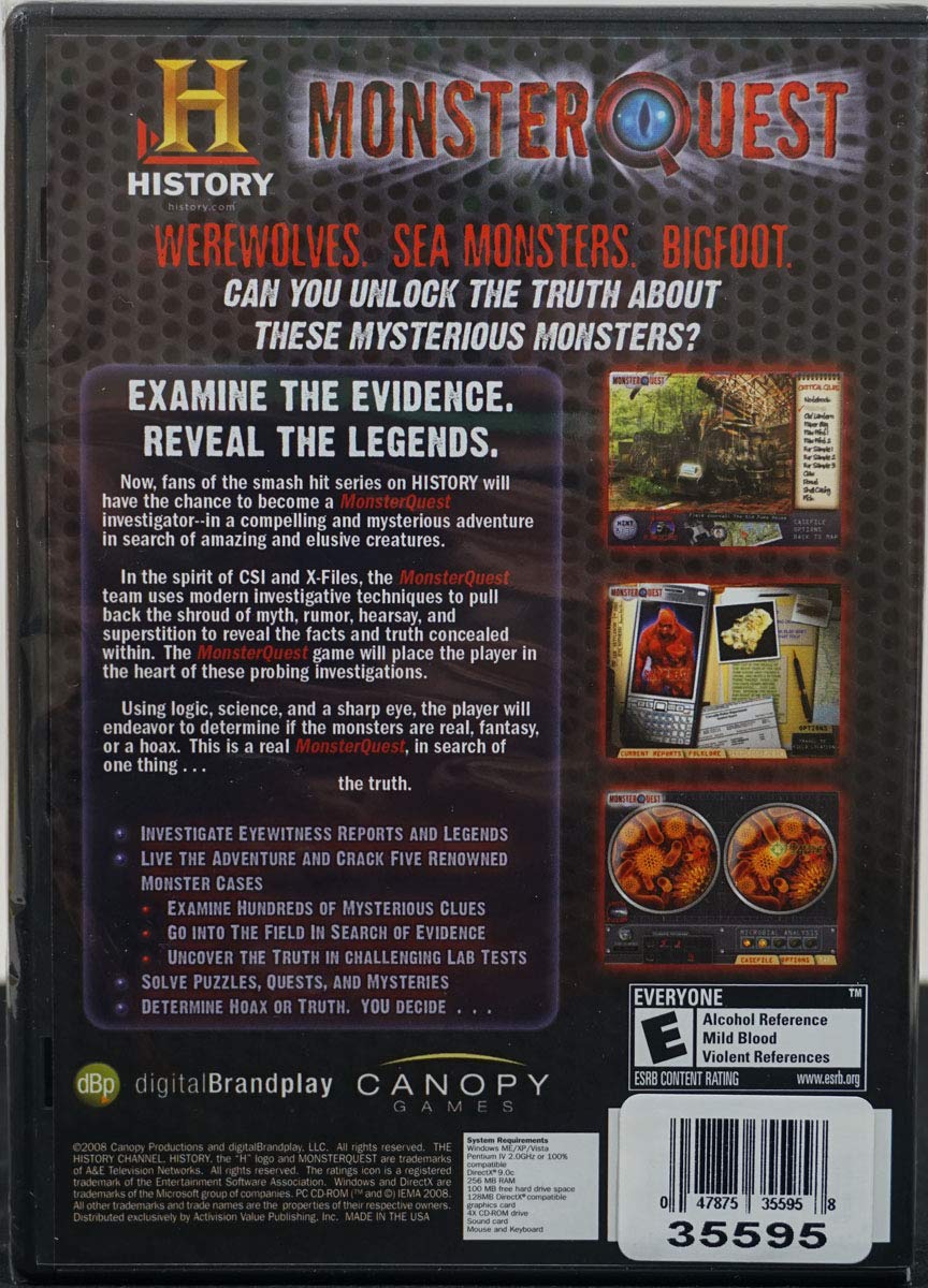 Monster Quest PC Game - Explore Werewolves, Sea Monsters & Bigfoot Mysteries | History Channel Adventure | Perfect for Mystery Lovers & Paranormal Investigators