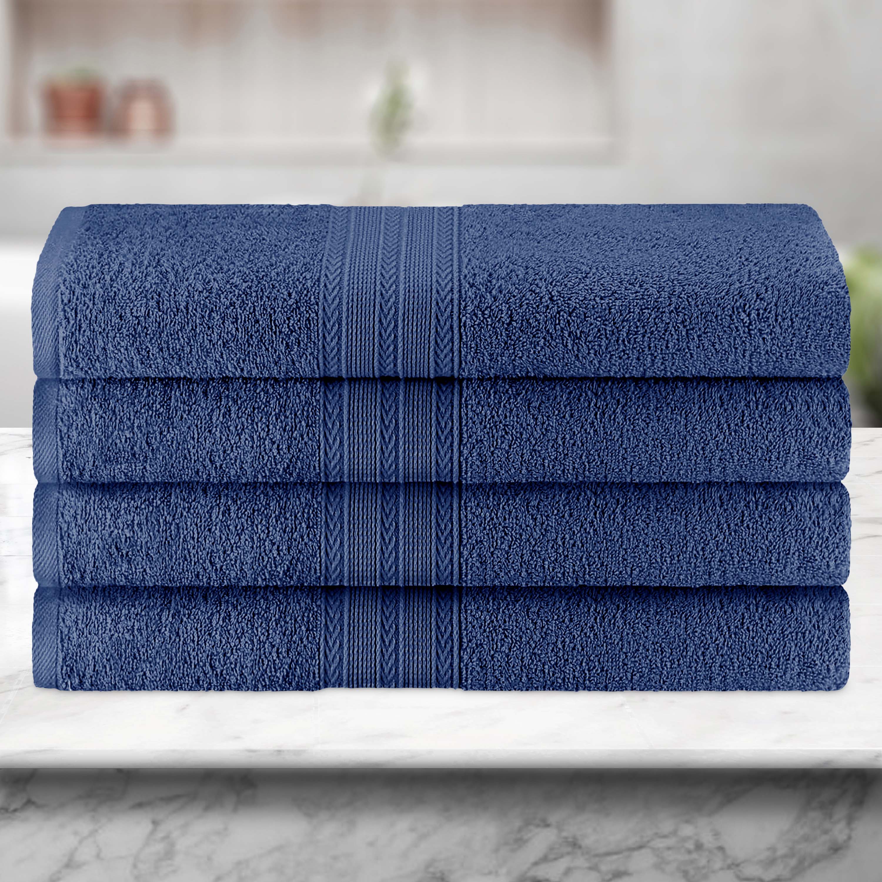 Premium 100% Cotton Eco-Friendly 4-Piece Bath Towel Set - Soft, Absorbent & Hypoallergenic - Perfect for Spa, Bathroom & Beach Use