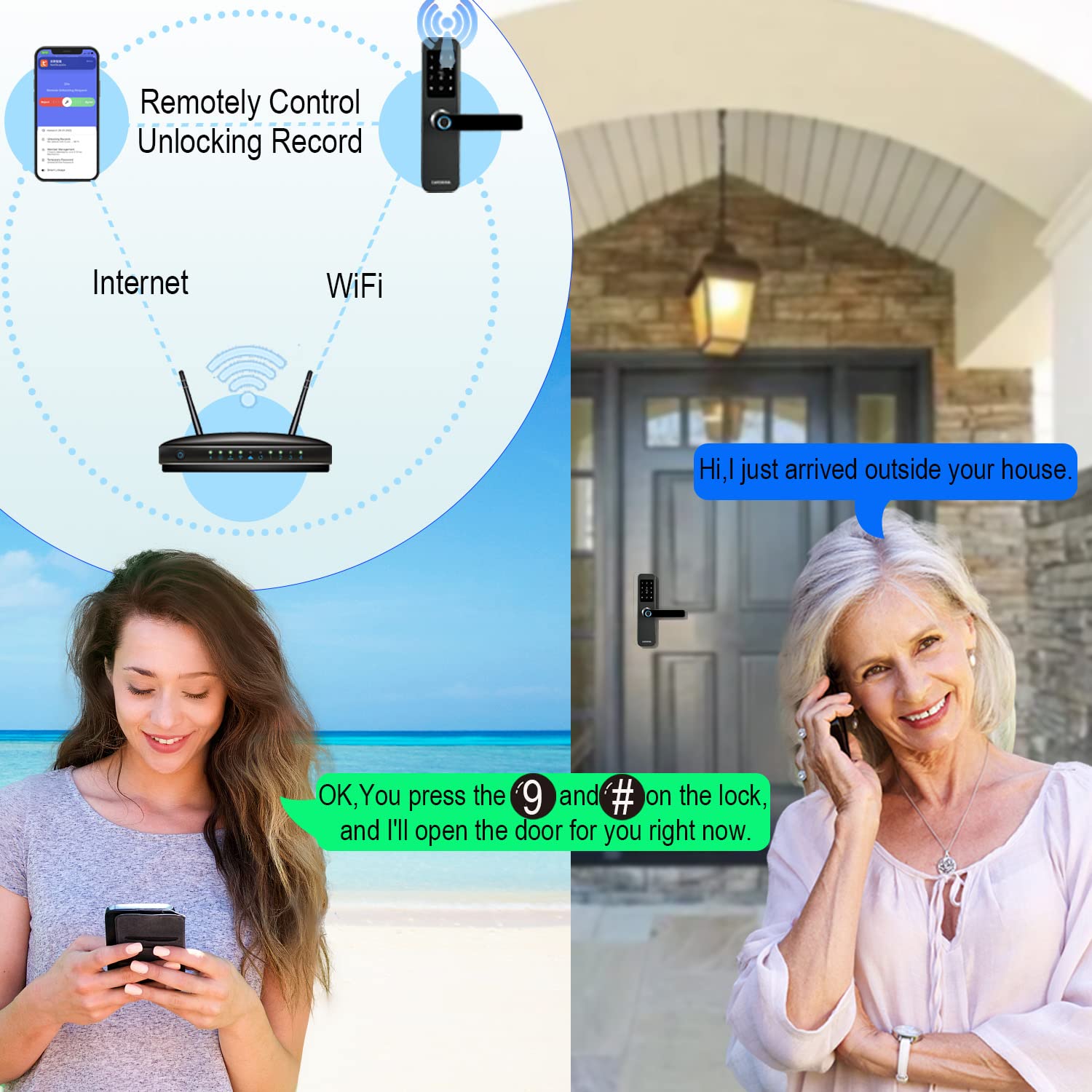 Smart Fingerprint Door Lock with Keyless Entry Keypad - Biometric Digital Door Lock with WiFi Remote Control & Auto-Locking for 35-85mm Wood Doors | Secure Home, Office & Apartment Entry