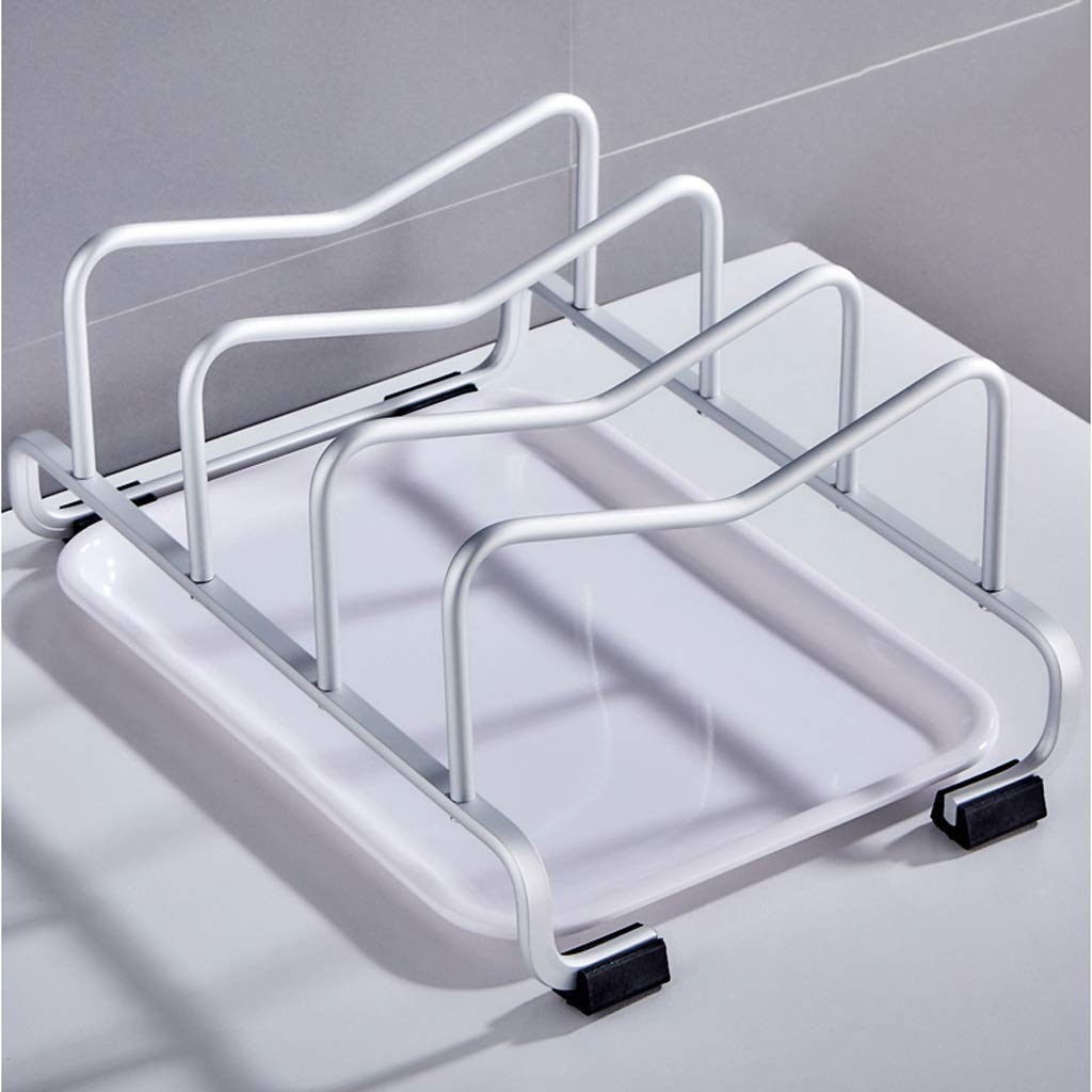 XJJZS Iron Cutting Board Frame & Pot Lid Holder Organizer - Wall Mount Bakeware Pan Lid Cover Rack - Kitchen Storage Tool (White) - Perfect for Small Kitchens & Space Saving Organization