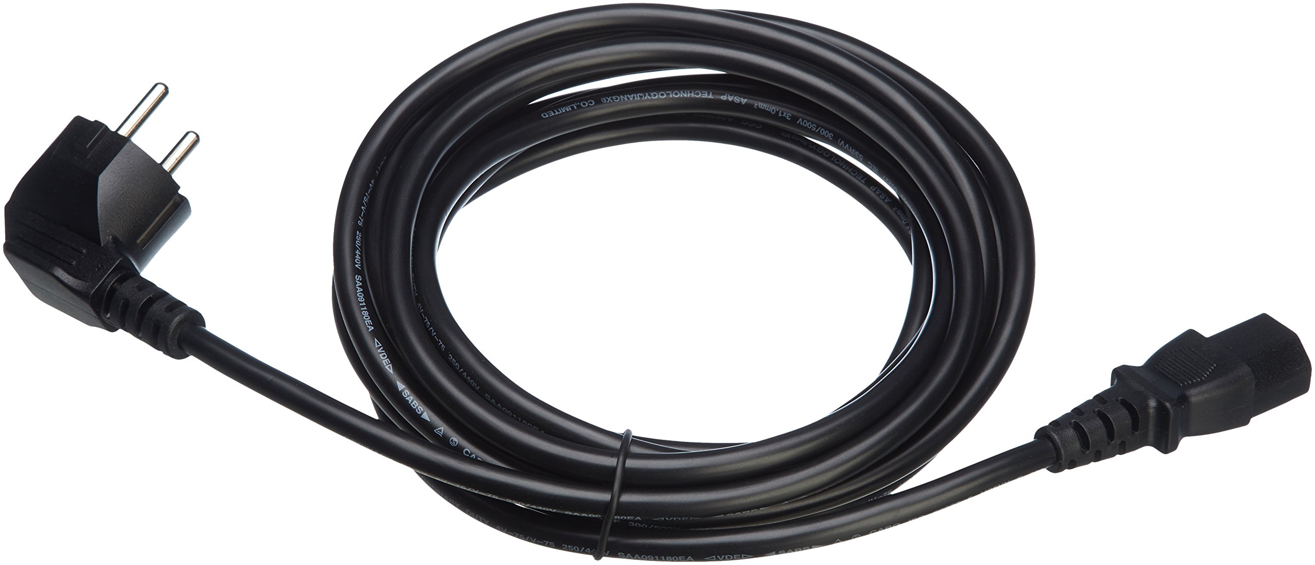 Amazon Basics 6 Feet Power Cord - 4.57m Heavy Duty Black AC Power Cable for Computers, Monitors, Printers & Home Office Electronics