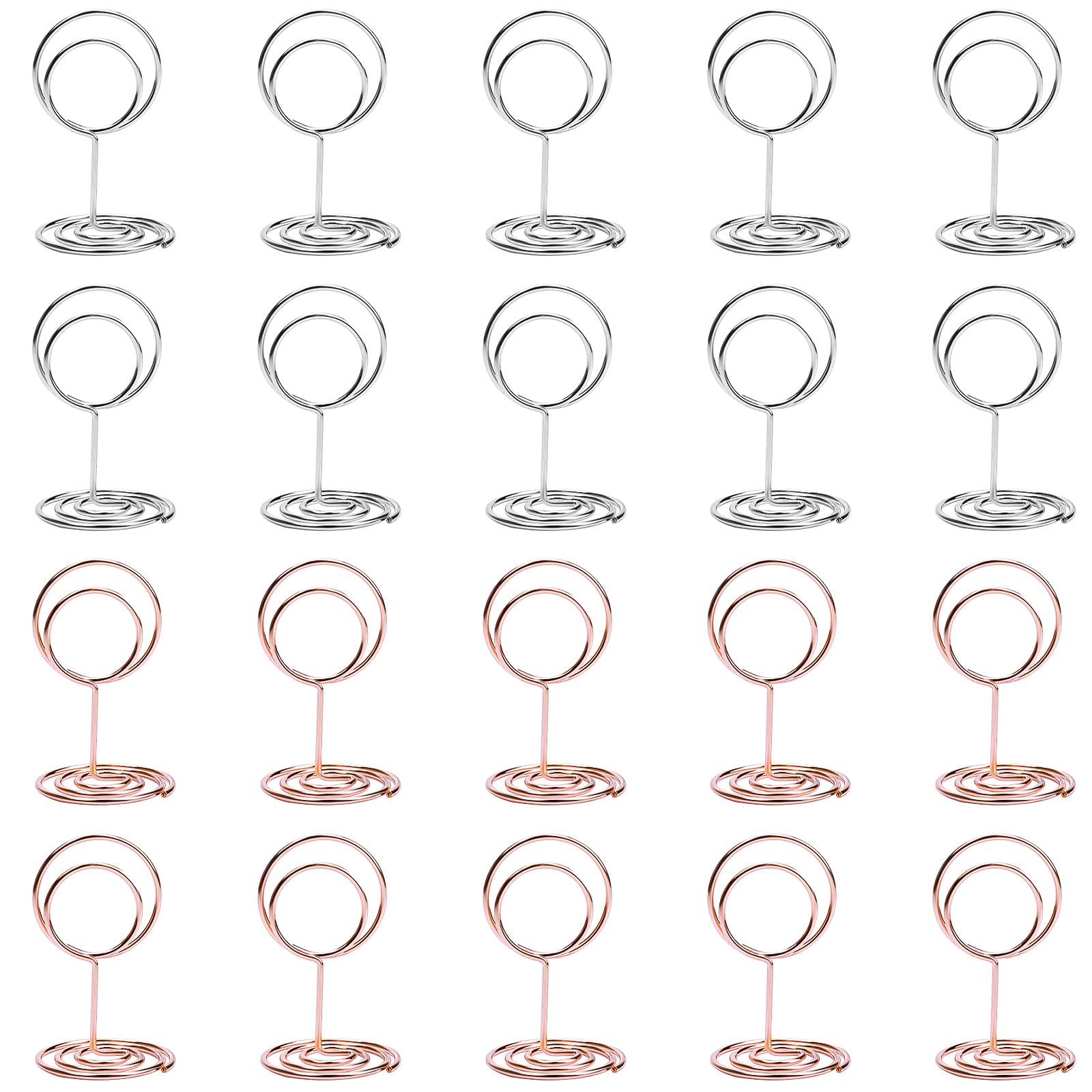 20 Pack Mini Table Number Holders - Rose Gold & Silver Wedding Place Card Holders, Photo Stands, Memo Clips for Anniversary Parties, Bridal Showers & Events - Perfect for Table Decor, Name Cards, and Picture Displays
